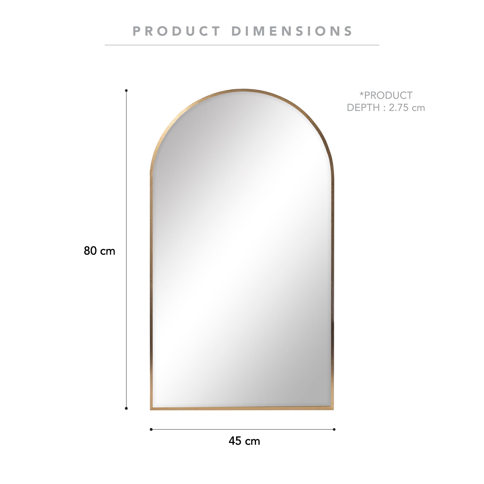 Naomi 80Cm Arched Wall Mirror Mirrors