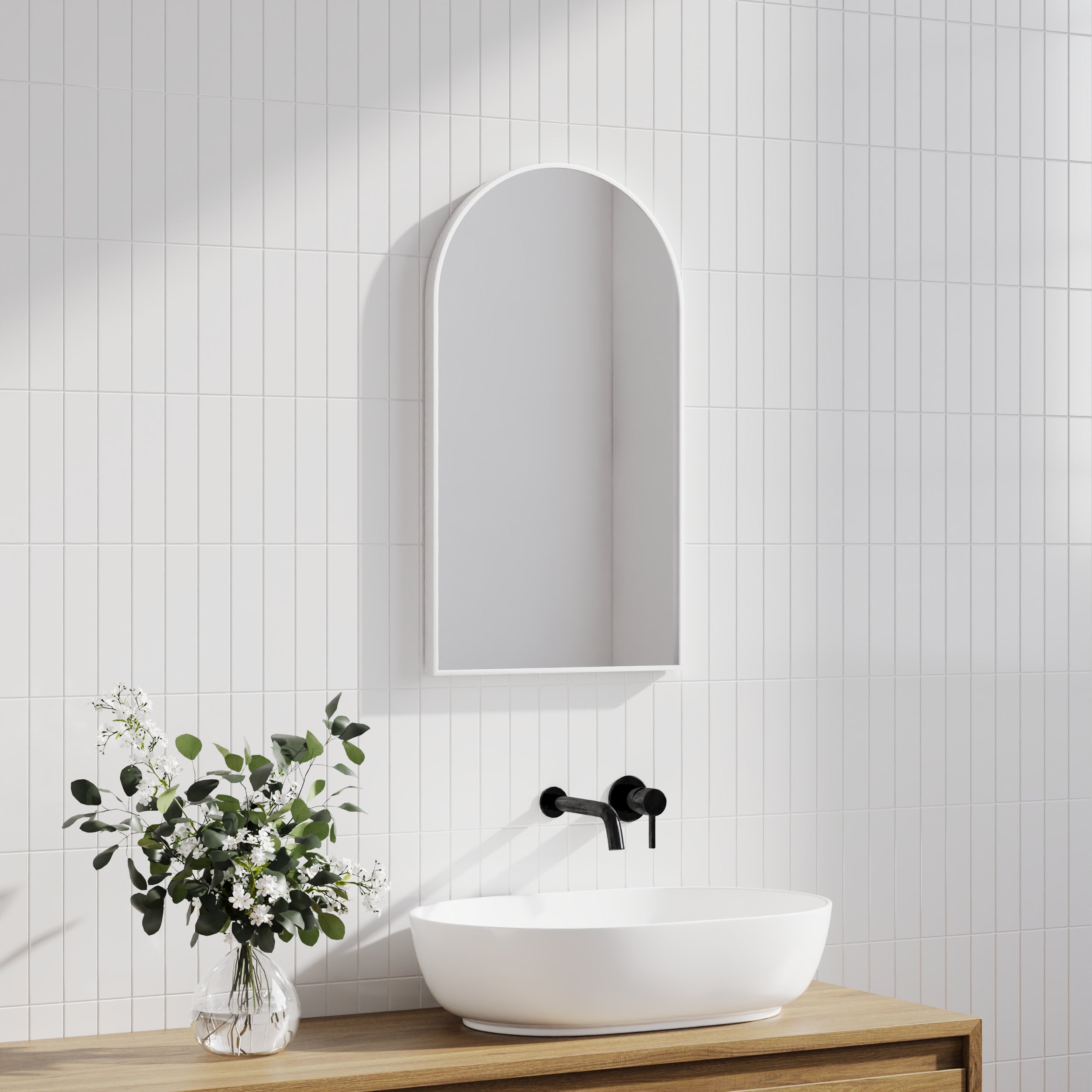 Naomi 80cm Arched Wall Mirror White