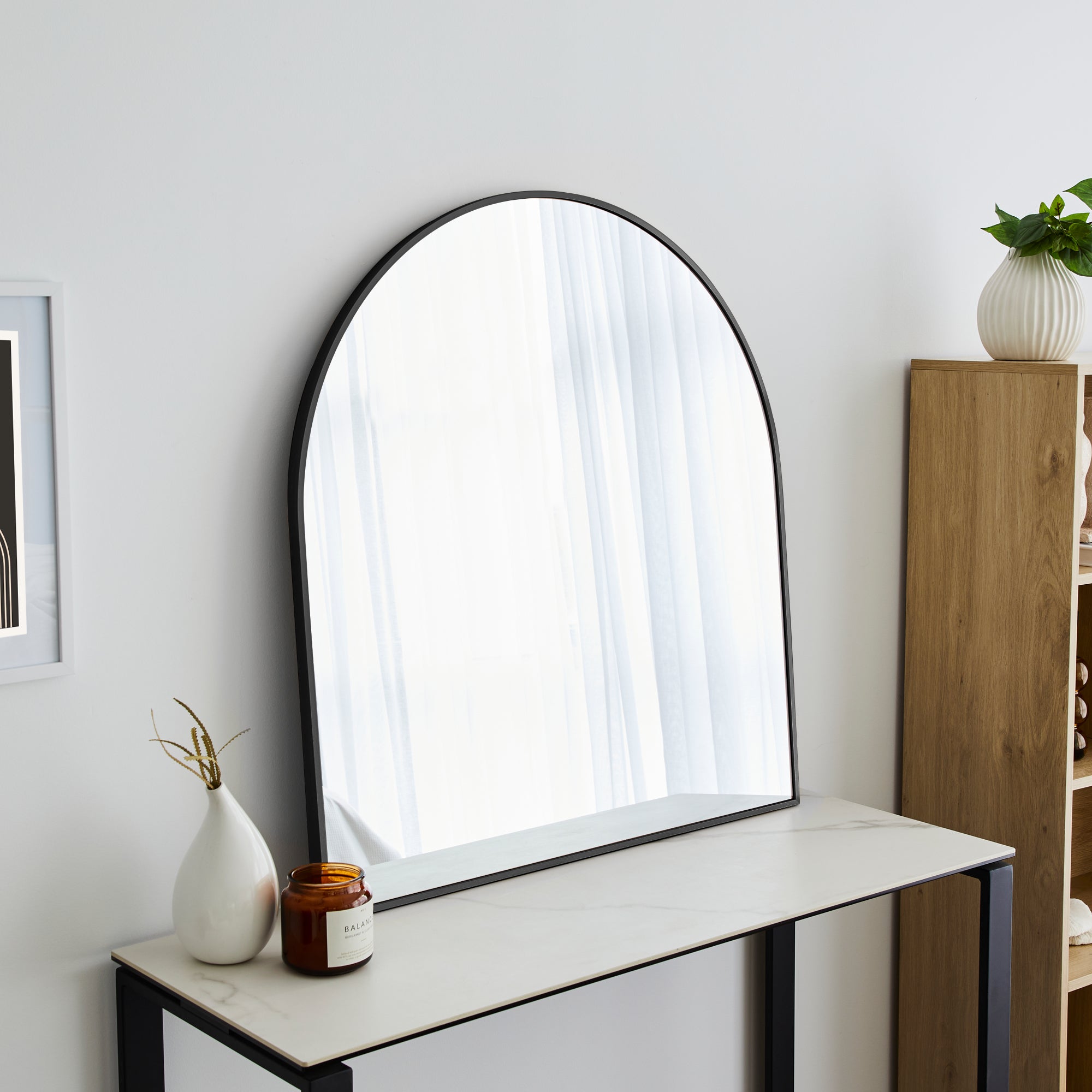 85Cm Naomi Large Arch Mirror Black Mirrors