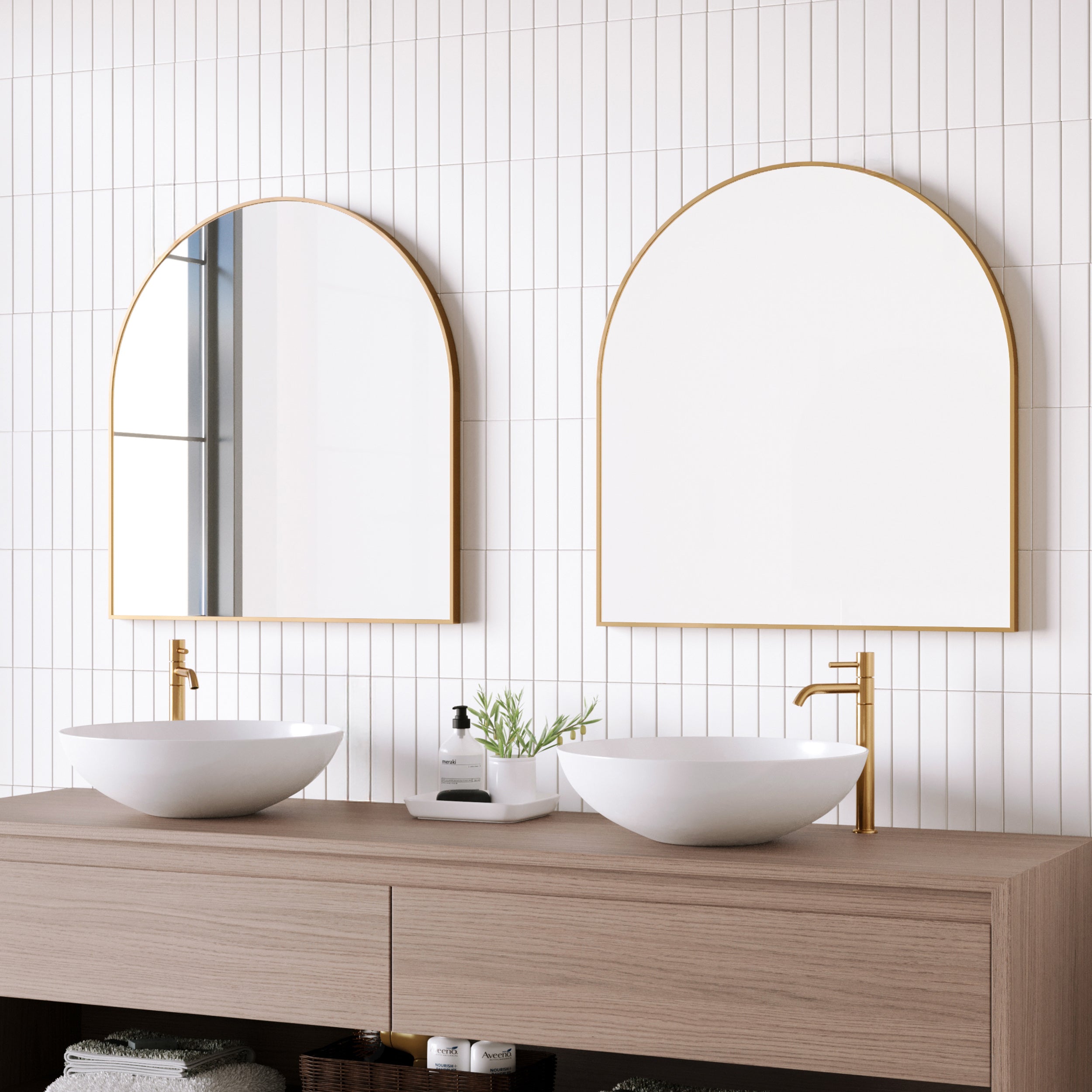 Naomi 85cm Large Arch Mirror Gold (Set of 2)