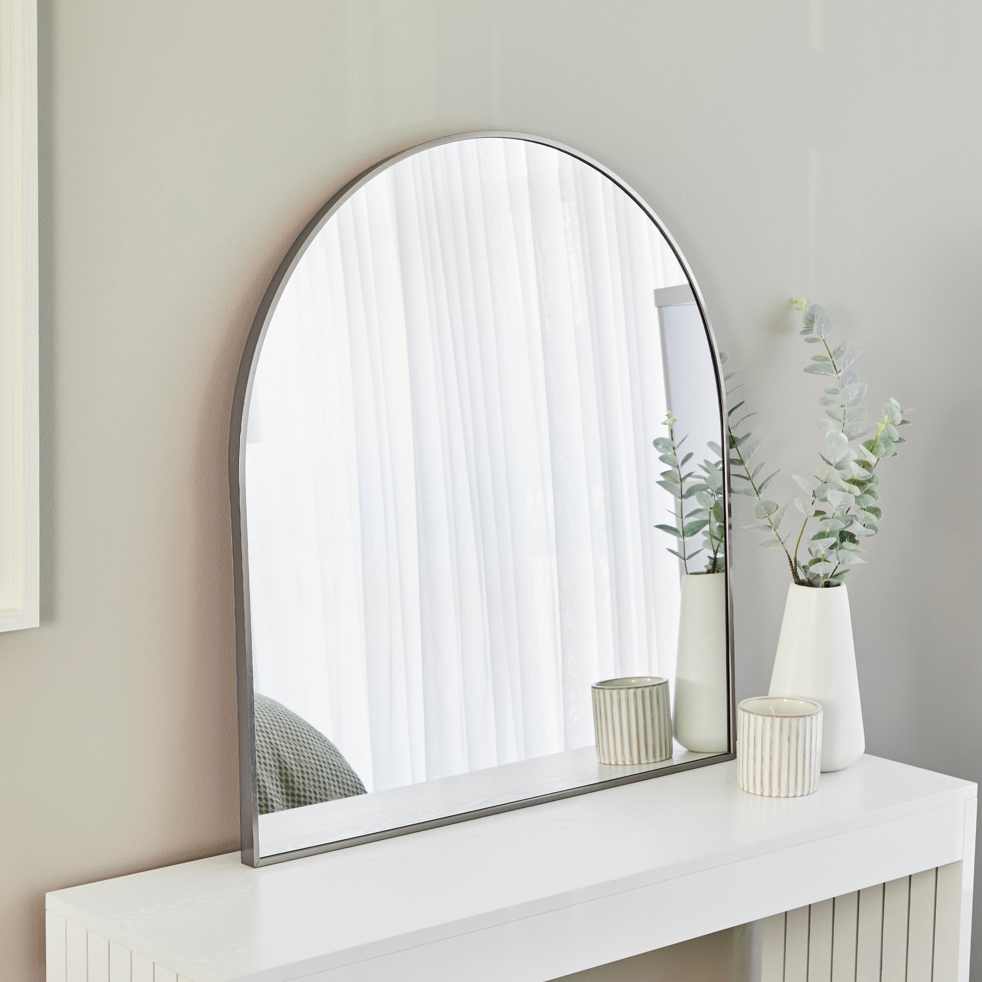 Naomi 85cm Large Arch Mirror Silver