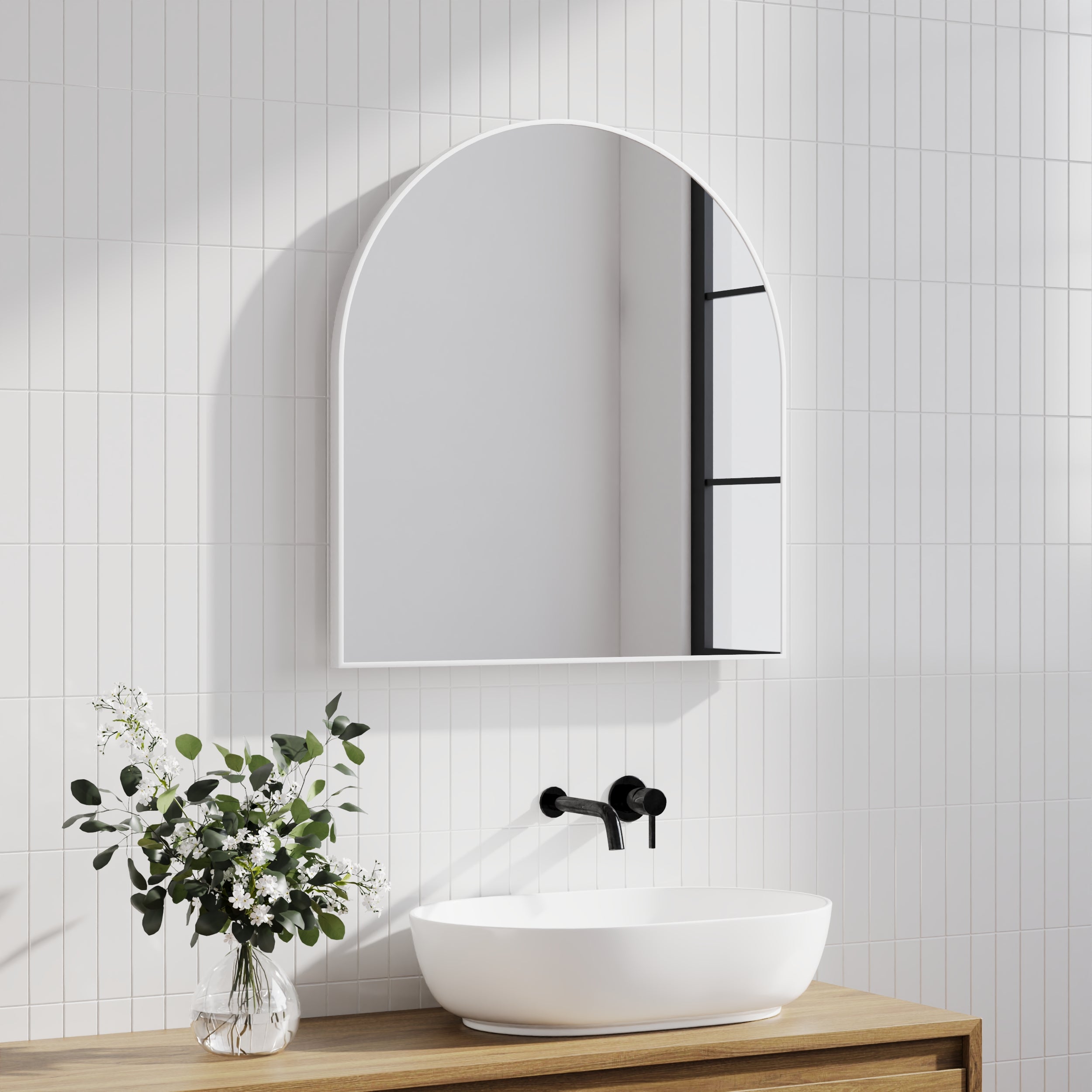 Naomi 85cm Large Arch Mirror White