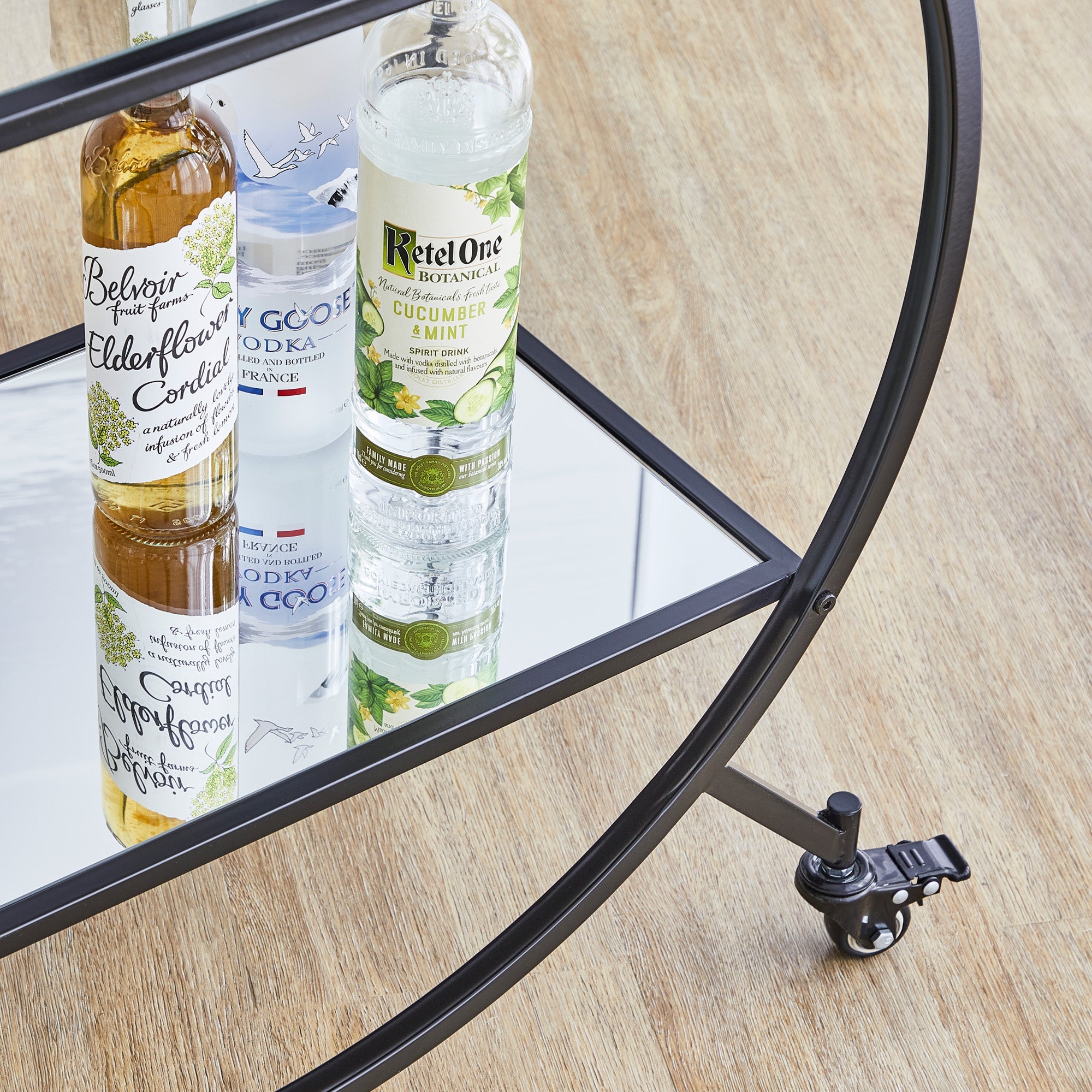 Remy Steel Bar Cart With Glass Rack Carts