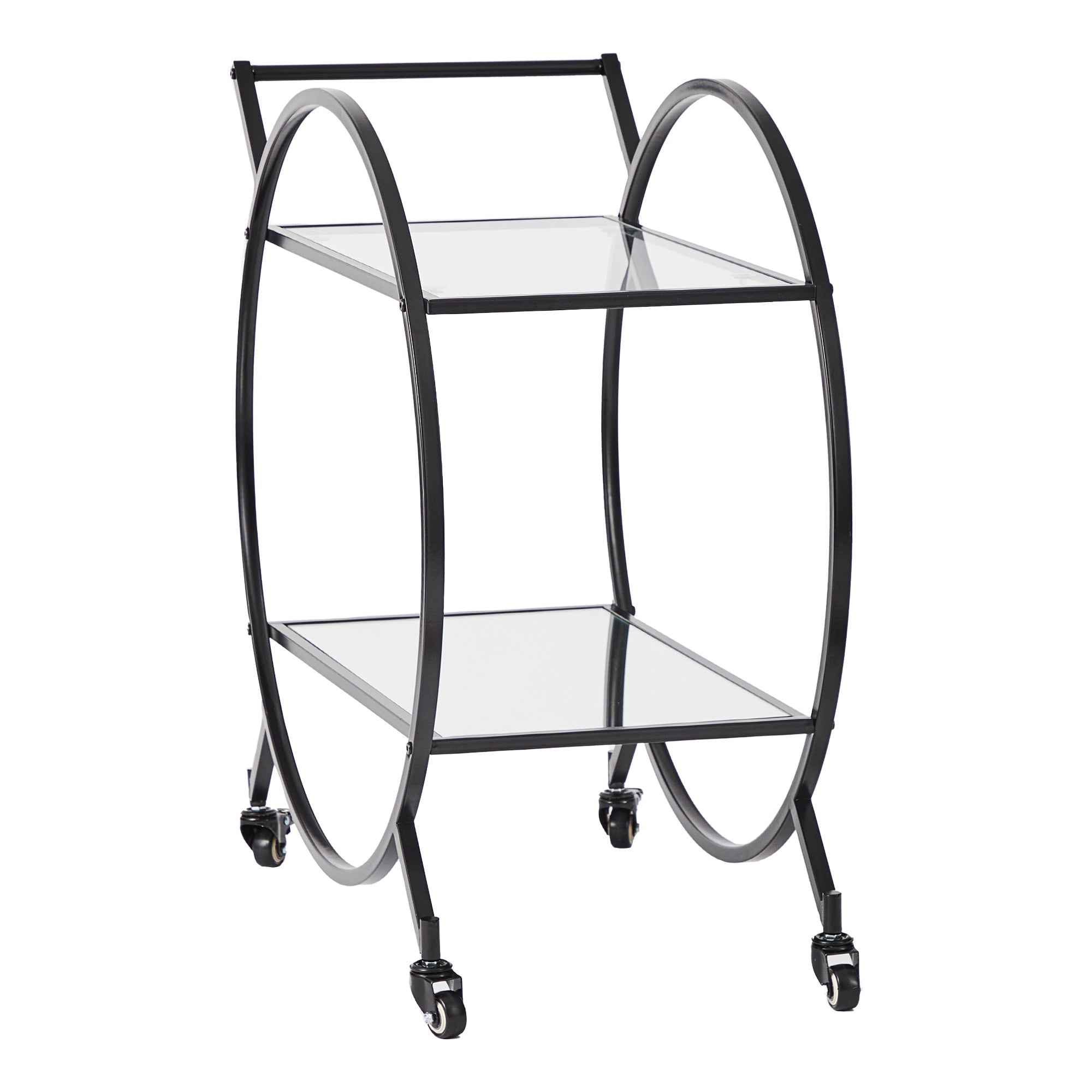 Remy Steel Bar Cart With Glass Rack Carts