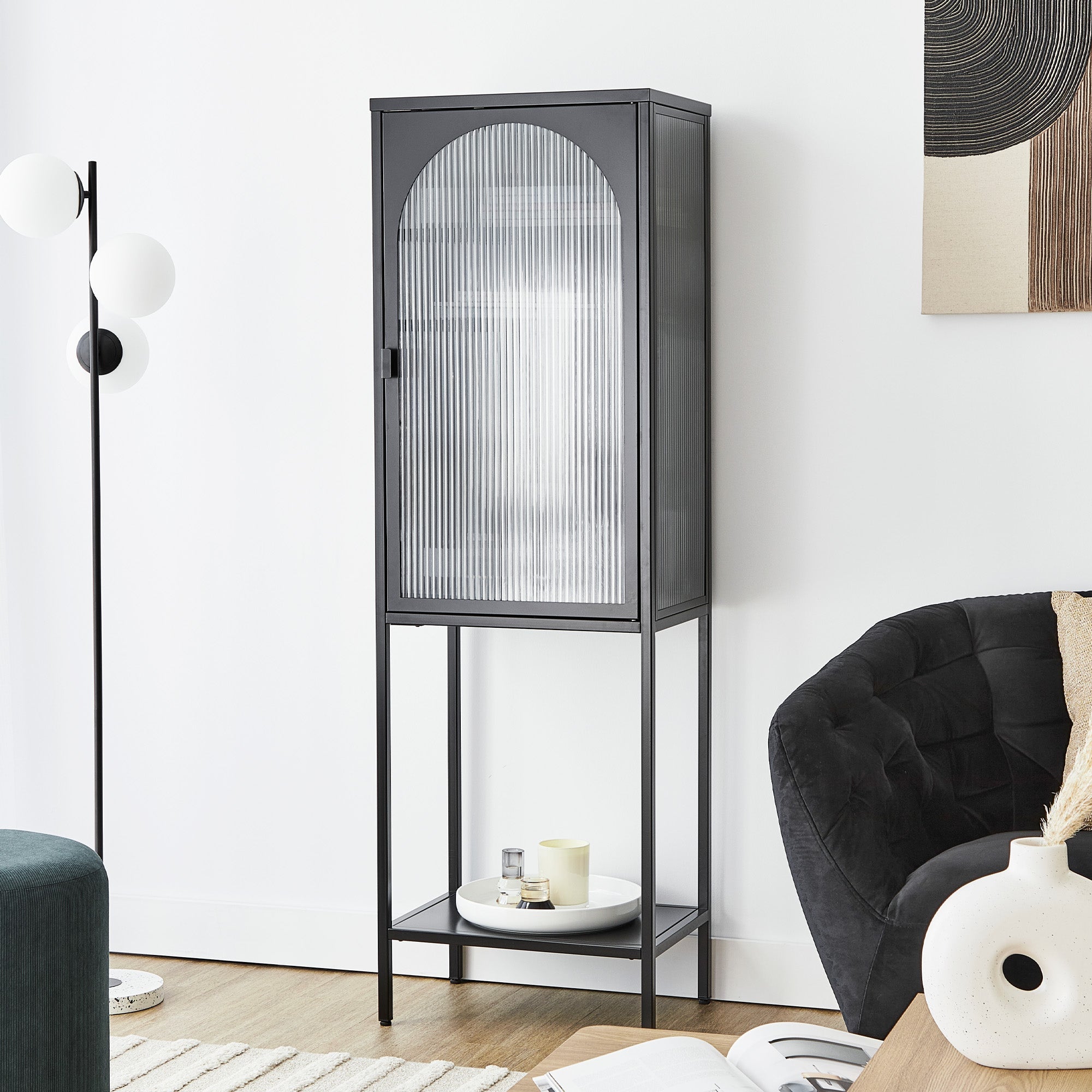 Eve 160Cm Modern Metal Tall Cabinet Black Cabinets