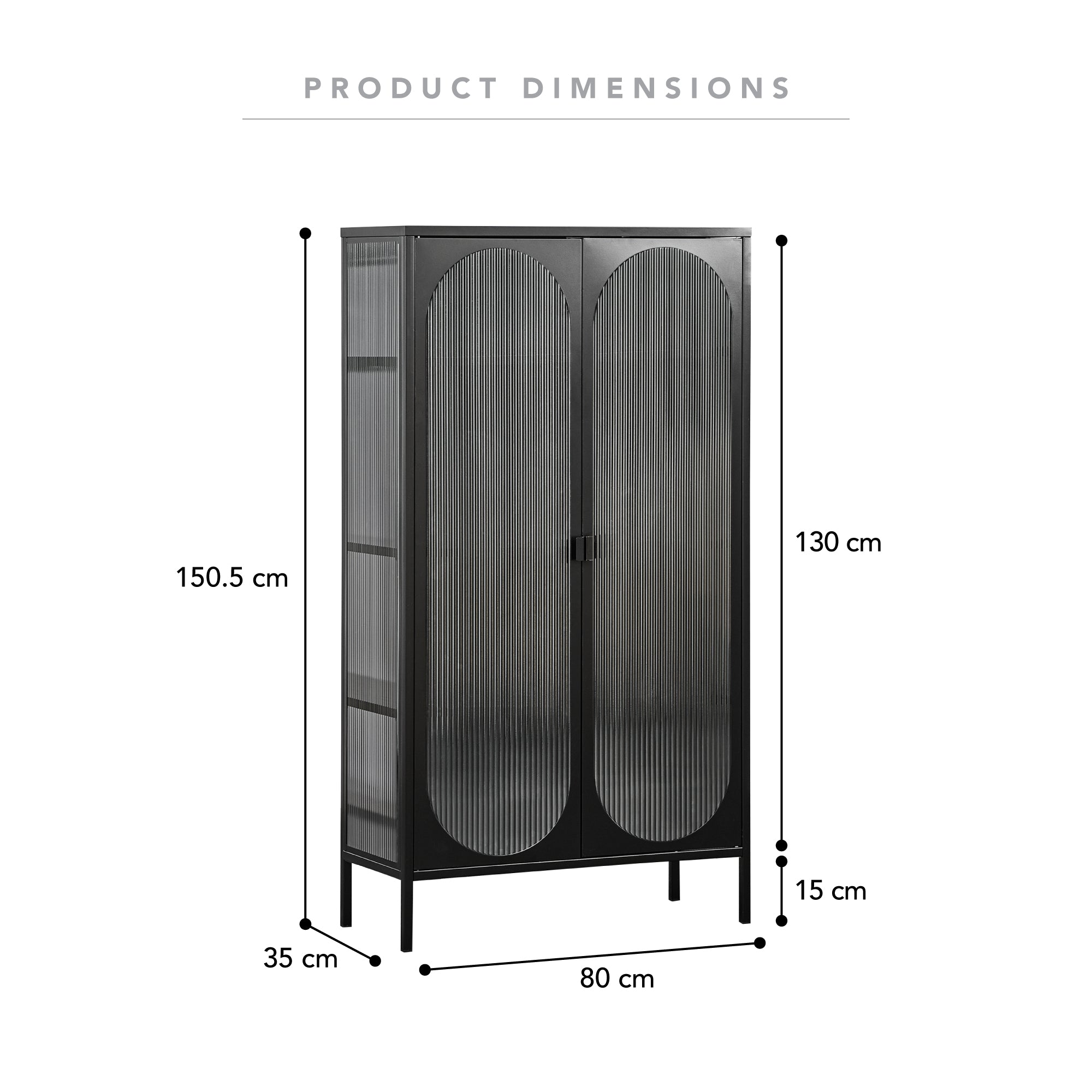 Eve 150Cm Modern Large Metal Cabinet Black Cabinets