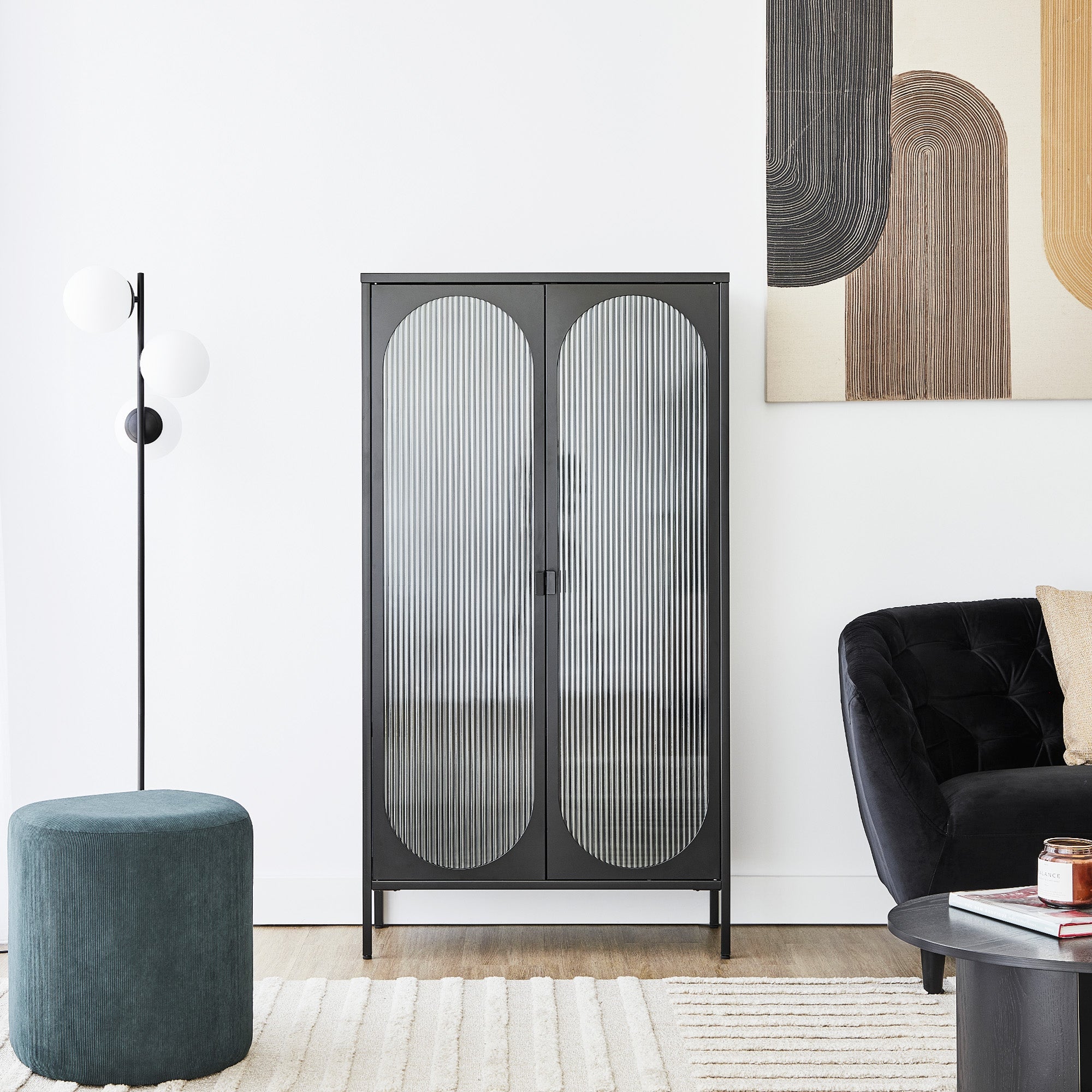 Eve 150Cm Modern Large Metal Cabinet Black Cabinets