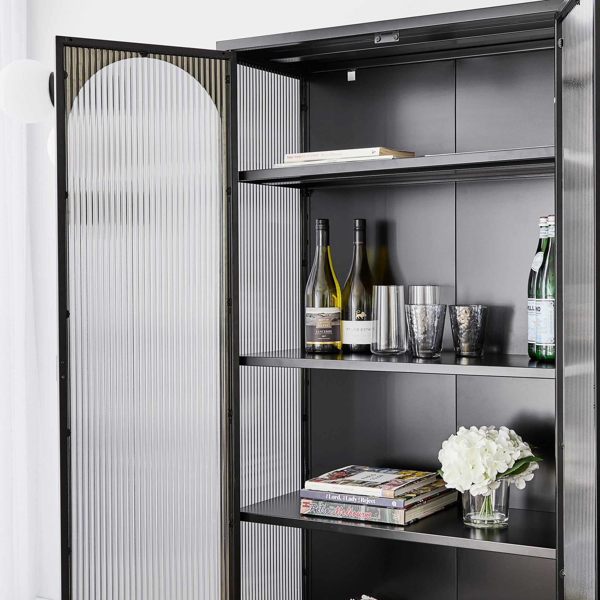 Eve 150Cm Modern Large Metal Cabinet Black Cabinets