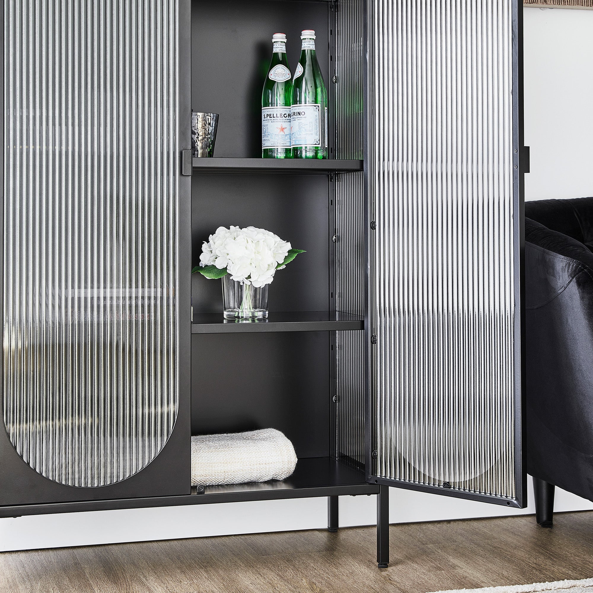 Eve 150Cm Modern Large Metal Cabinet Black Cabinets