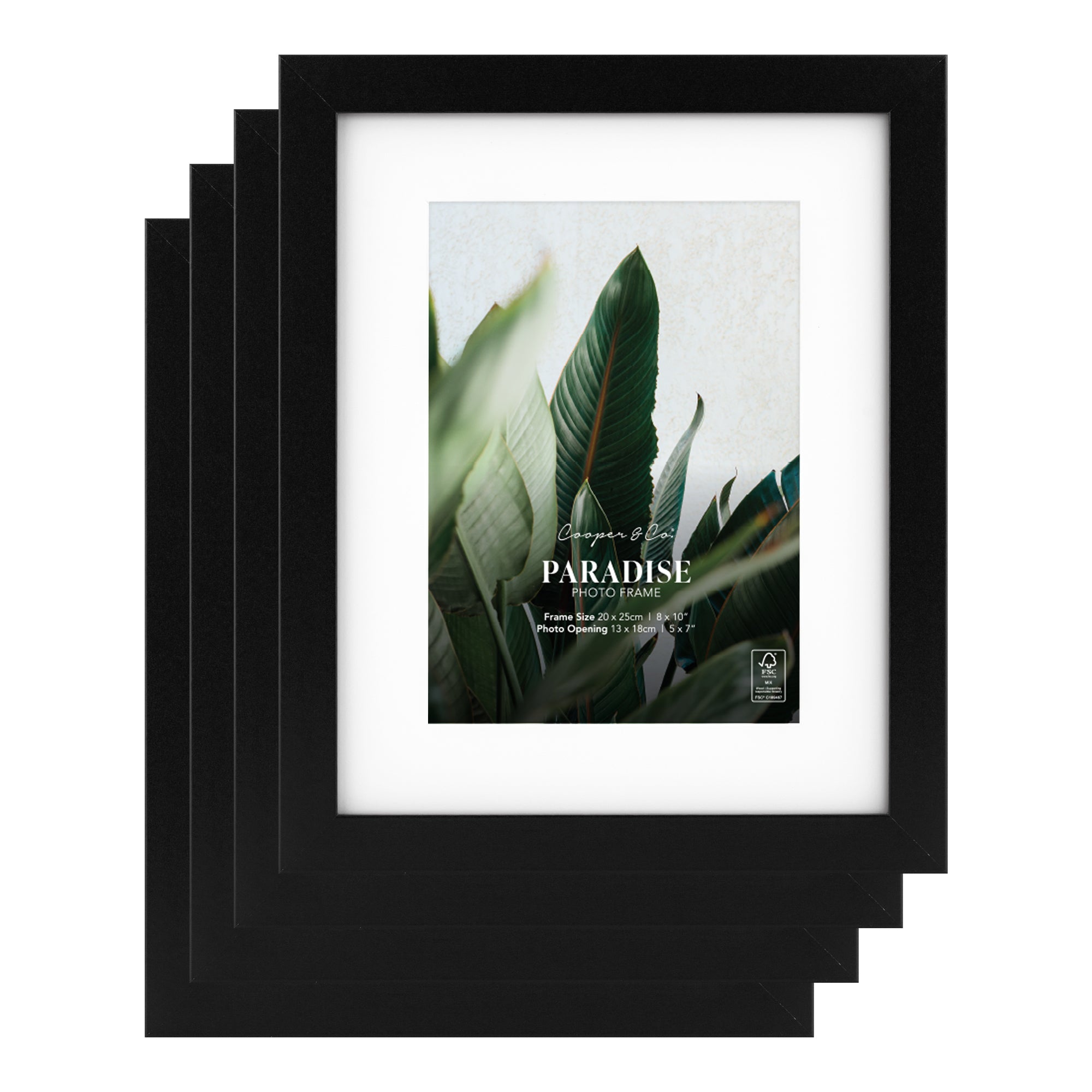 Set Of 4 20x25cm Mat to 13x18cm Premium Paradise Wooden Photo Frame