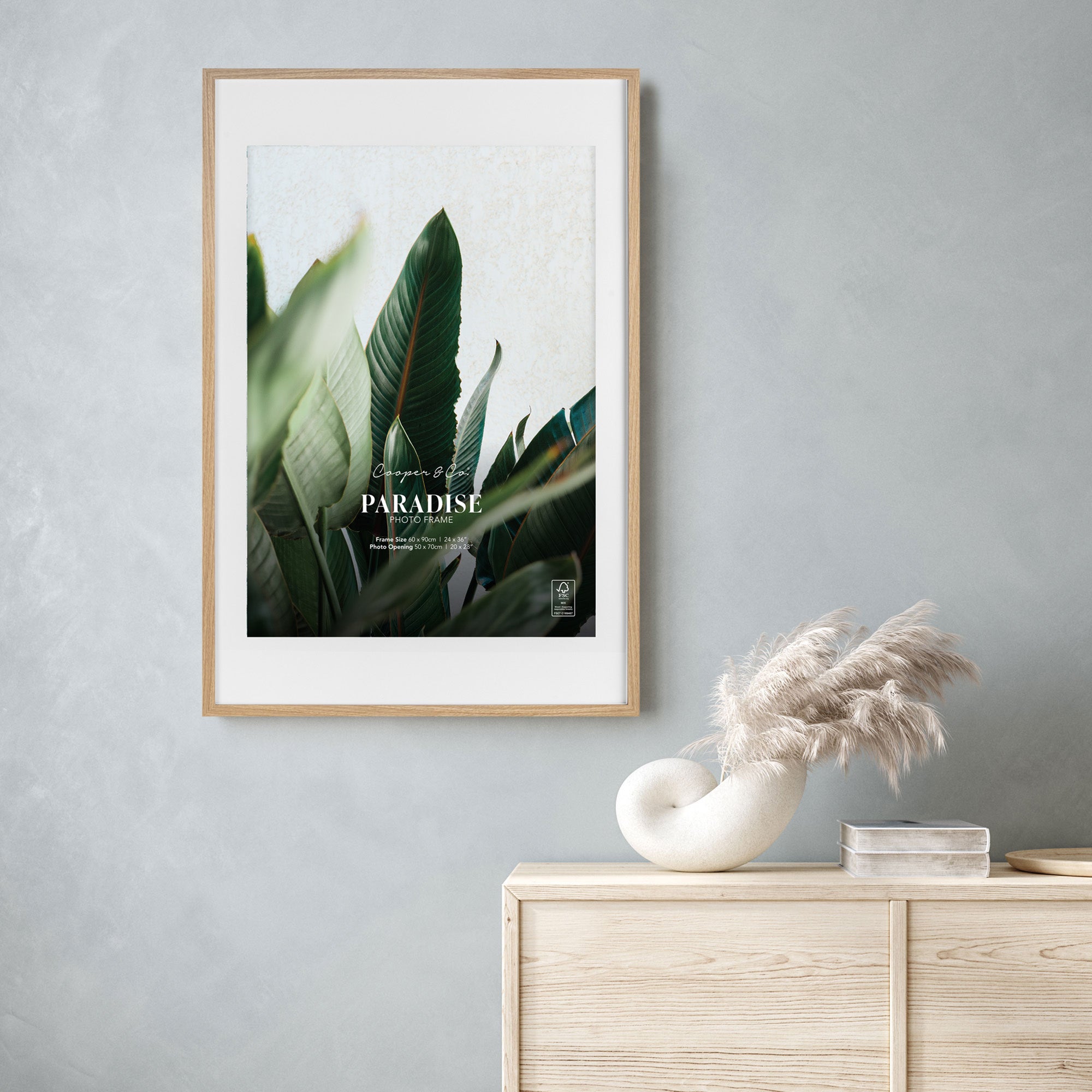 60x90cm Mat to 50x70cm Premium Paradise Wooden Photo Frame