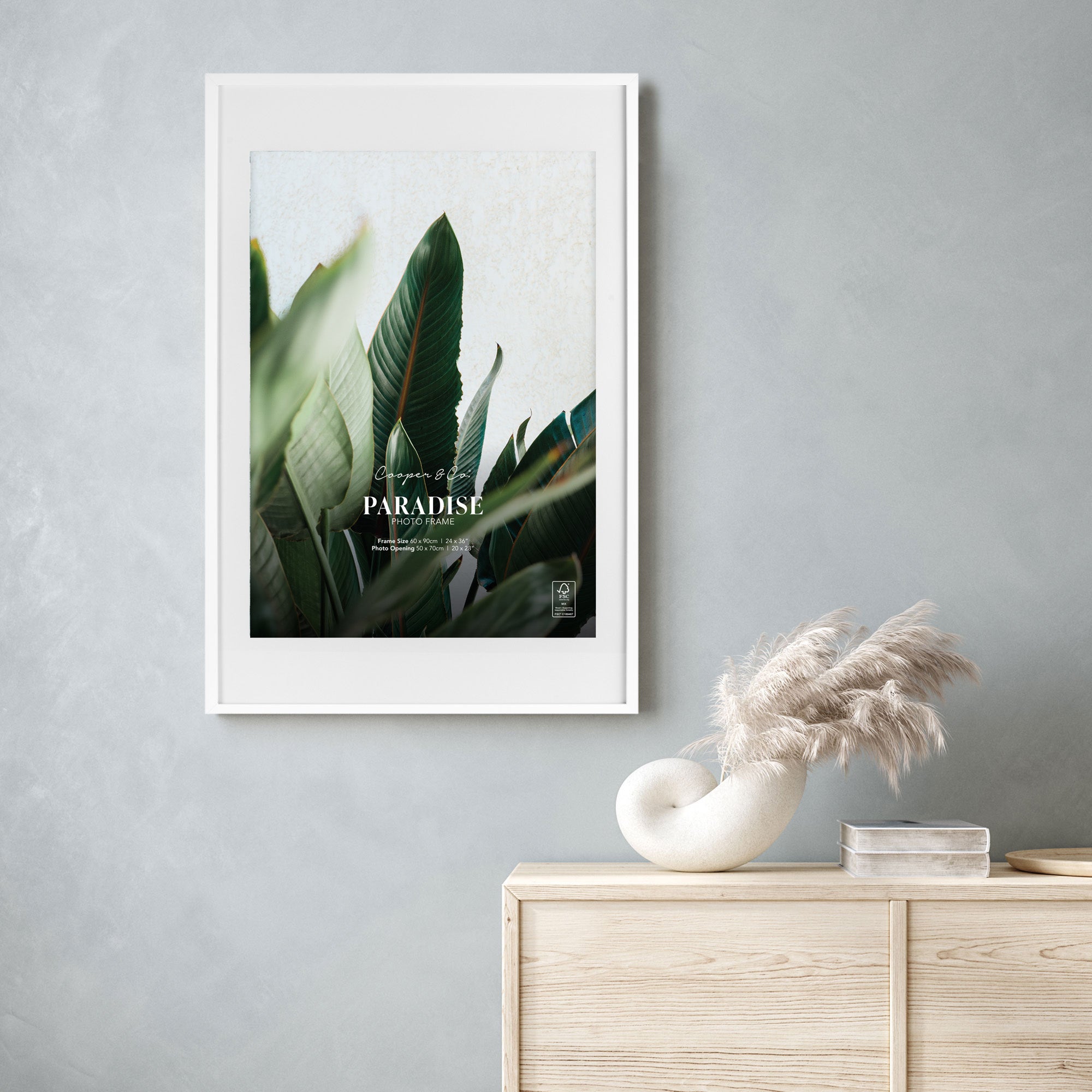 60x90cm Mat to 50x70cm Premium Paradise Wooden Photo Frame