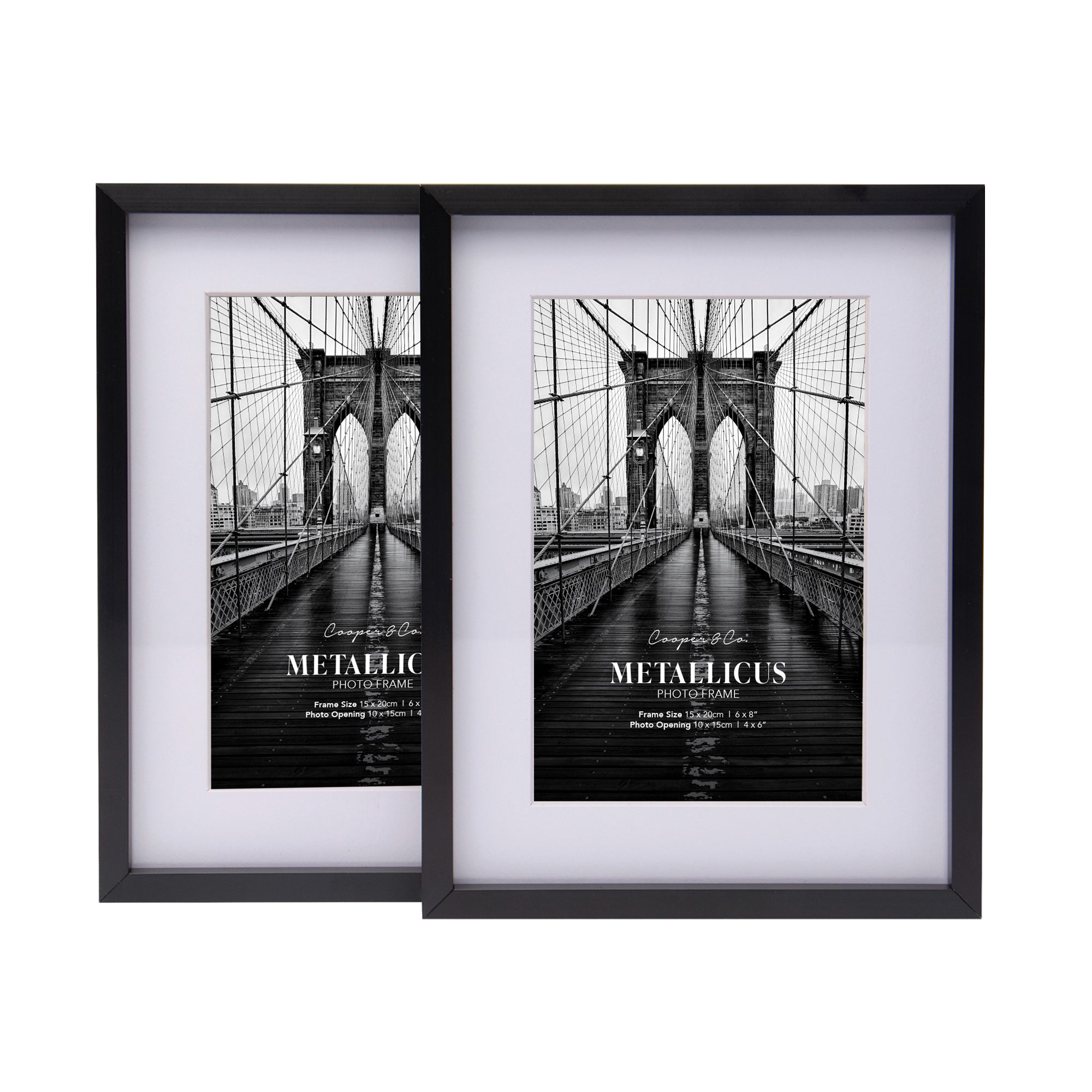 Set Of 2 15x20cm Mat to 10x15cm Premium Metal Photo Frames