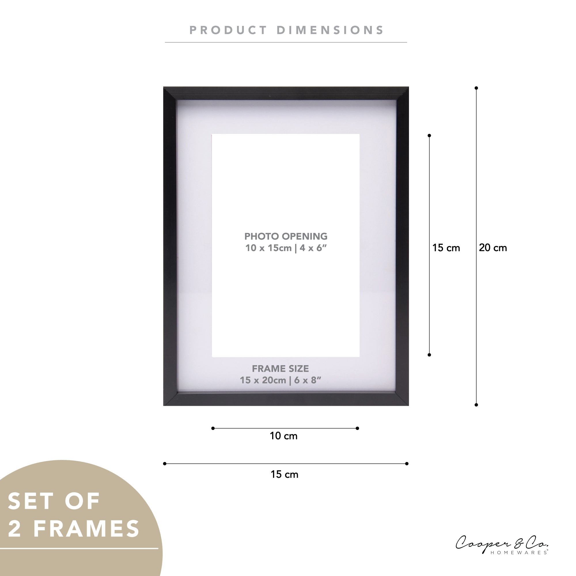 Set Of 2 15x20cm Mat to 10x15cm Premium Metal Photo Frames