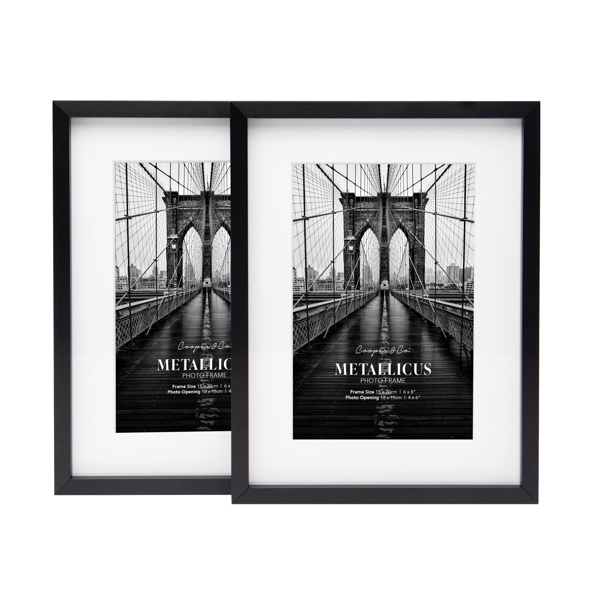 Set Of 2 15x20cm Mat to 10x15cm Premium Metal Photo Frames