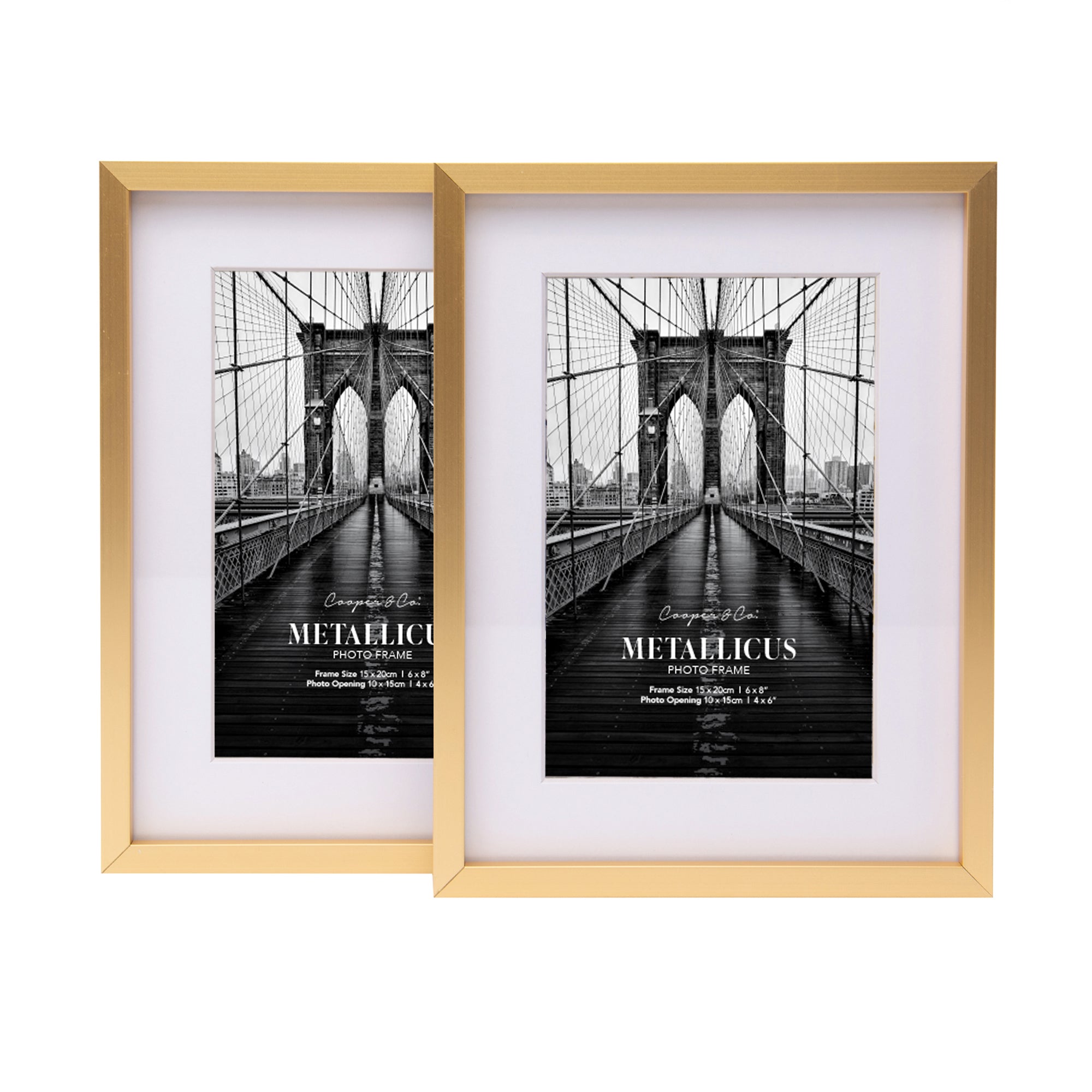 Set Of 2 15x20cm Mat to 10x15cm Premium Metal Photo Frames