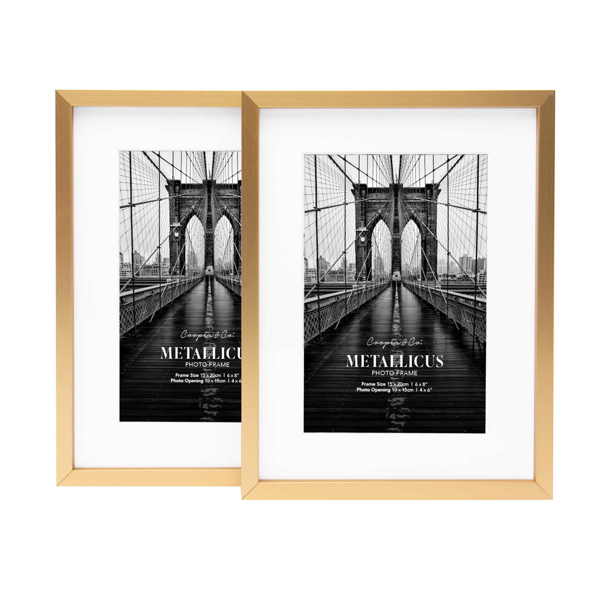 Set Of 2 15x20cm Mat to 10x15cm Premium Metal Photo Frames