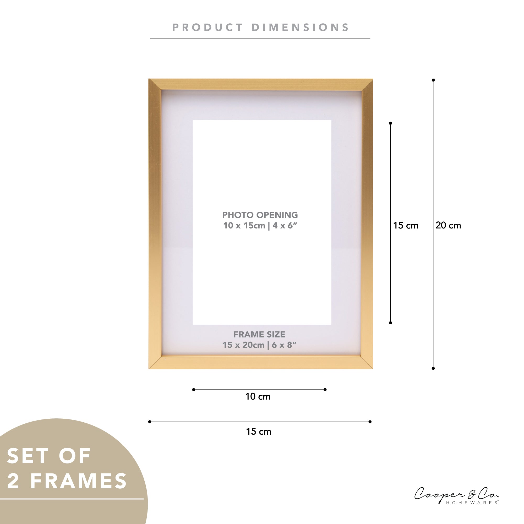 Set Of 2 15x20cm Mat to 10x15cm Premium Metal Photo Frames