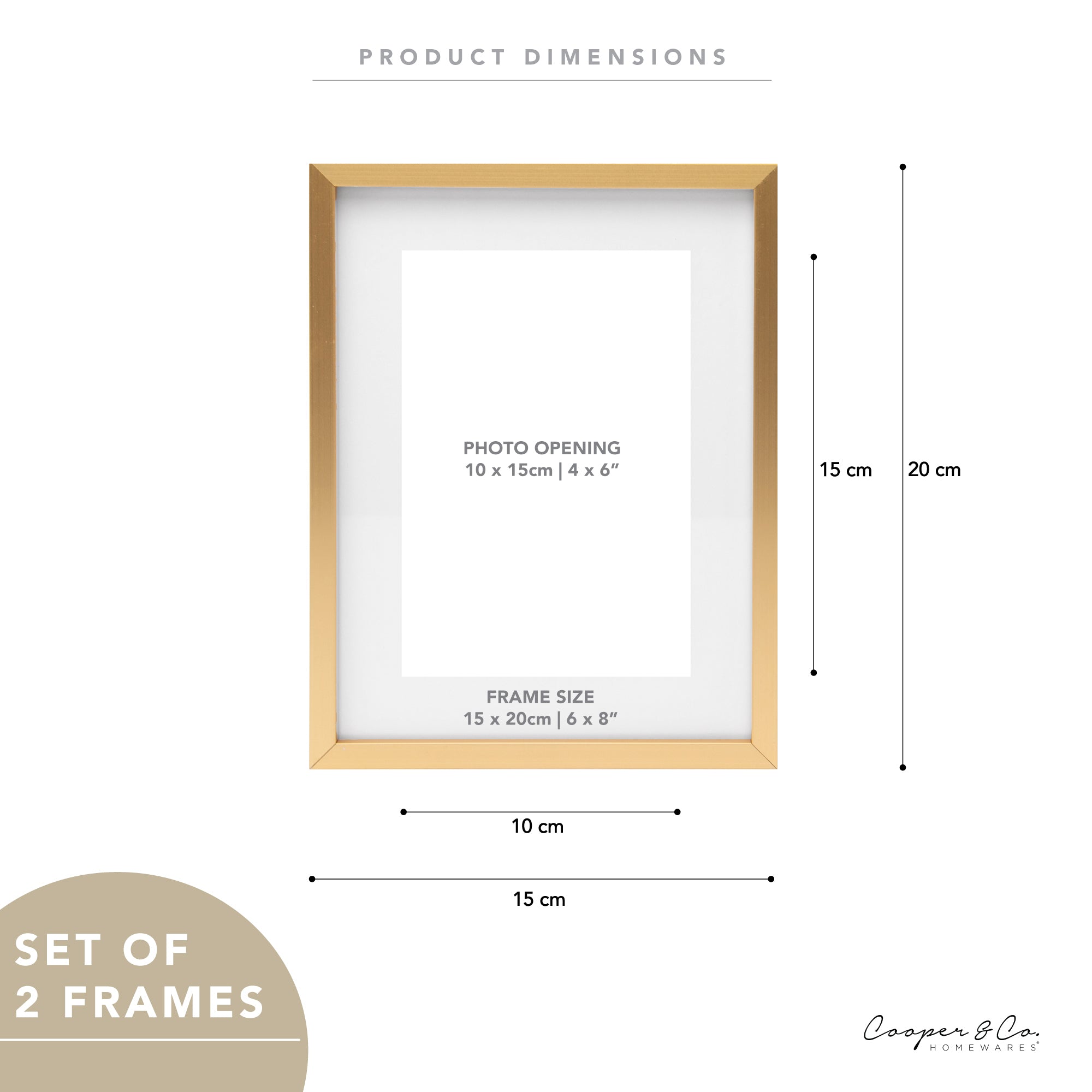 Set Of 2 15x20cm Mat to 10x15cm Premium Metal Photo Frames