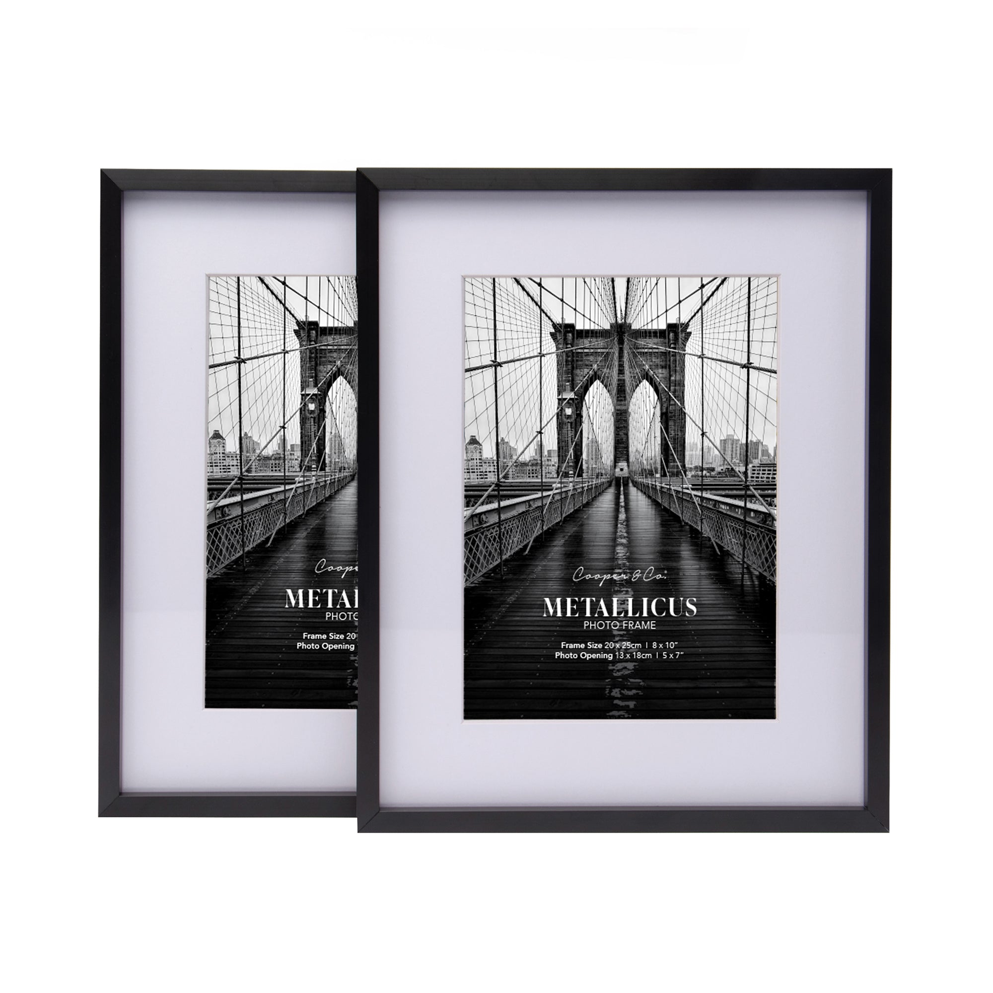 Set Of 2 20x25cm Mat to 13x18cm Premium Metal Photo Frames