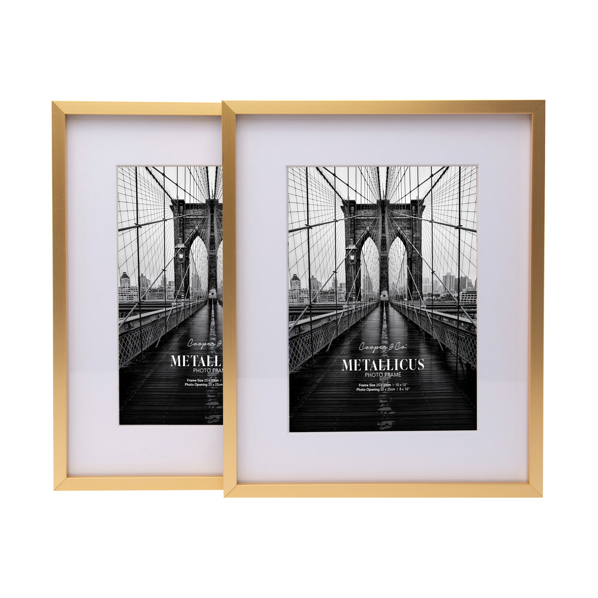 Set Of 2 20x25cm Mat to 13x18cm Premium Metal Photo Frames