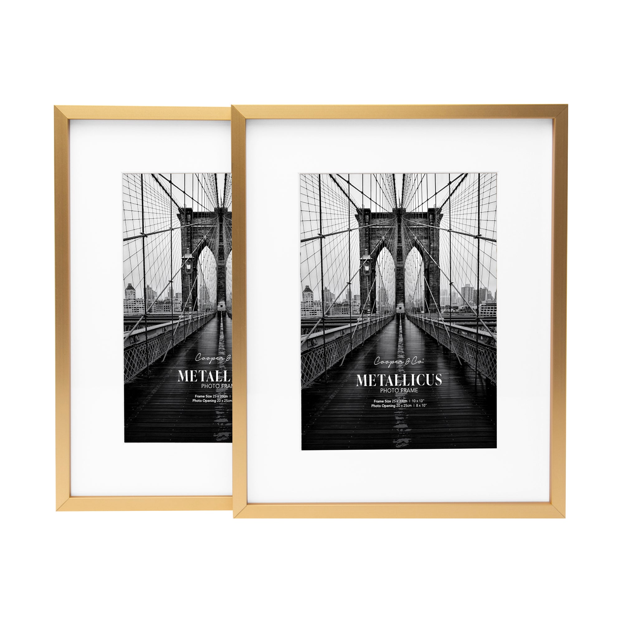 Set Of 2 20x25cm Mat to 13x18cm Premium Metal Photo Frames