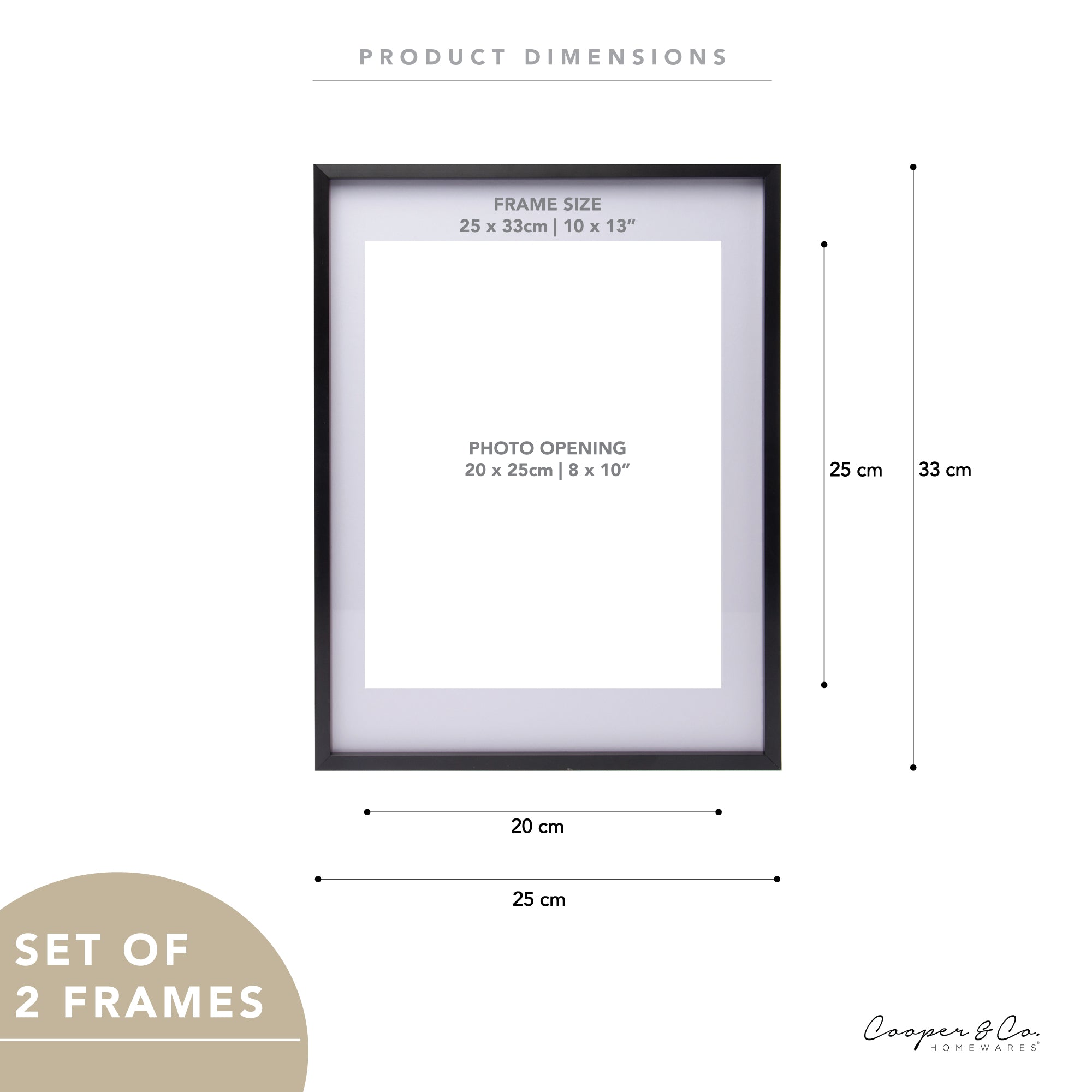 Set Of 2 25x33cm Mat to 20x25cm Premium Metal Photo Frames