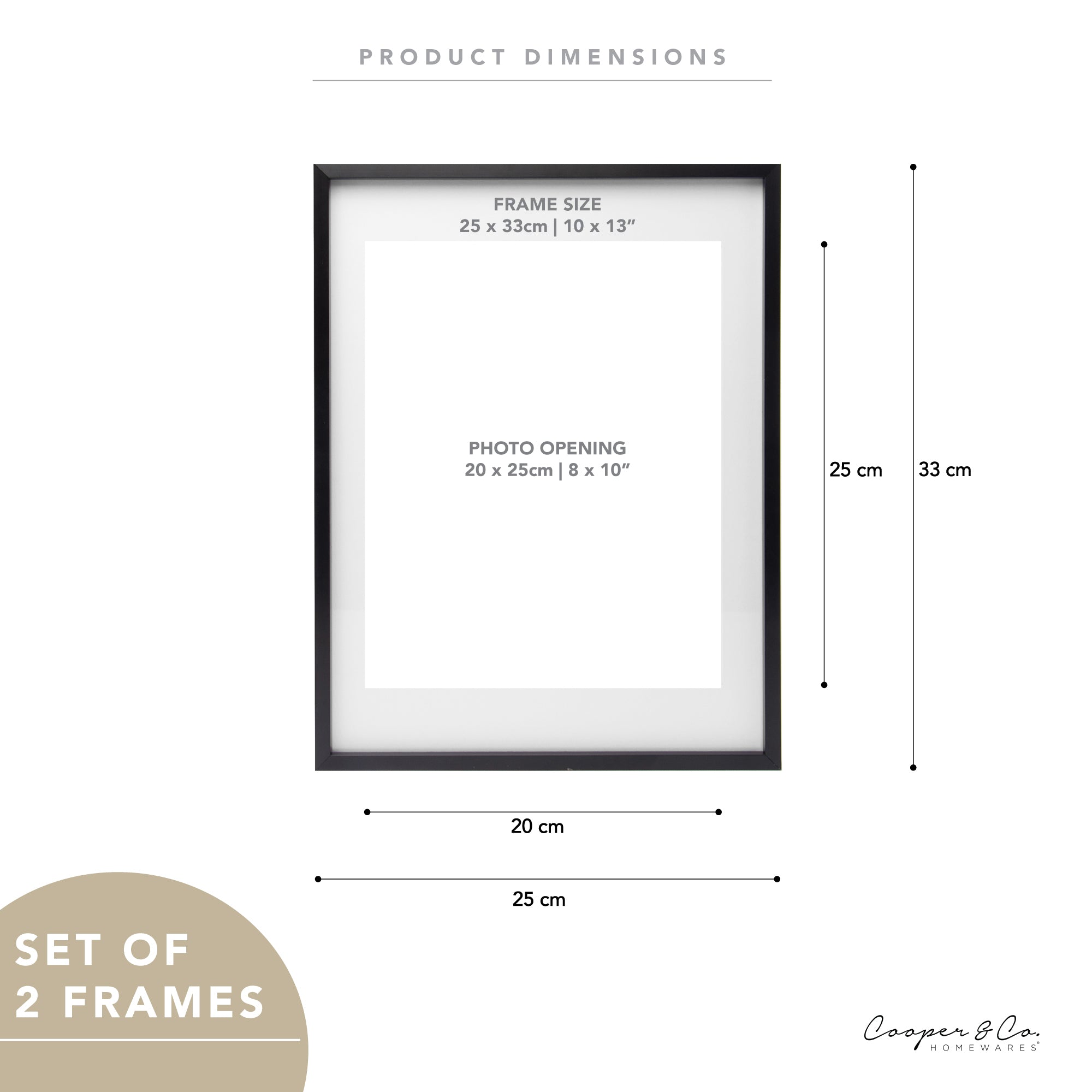 Set Of 2 25x33cm Mat to 20x25cm Premium Metal Photo Frames