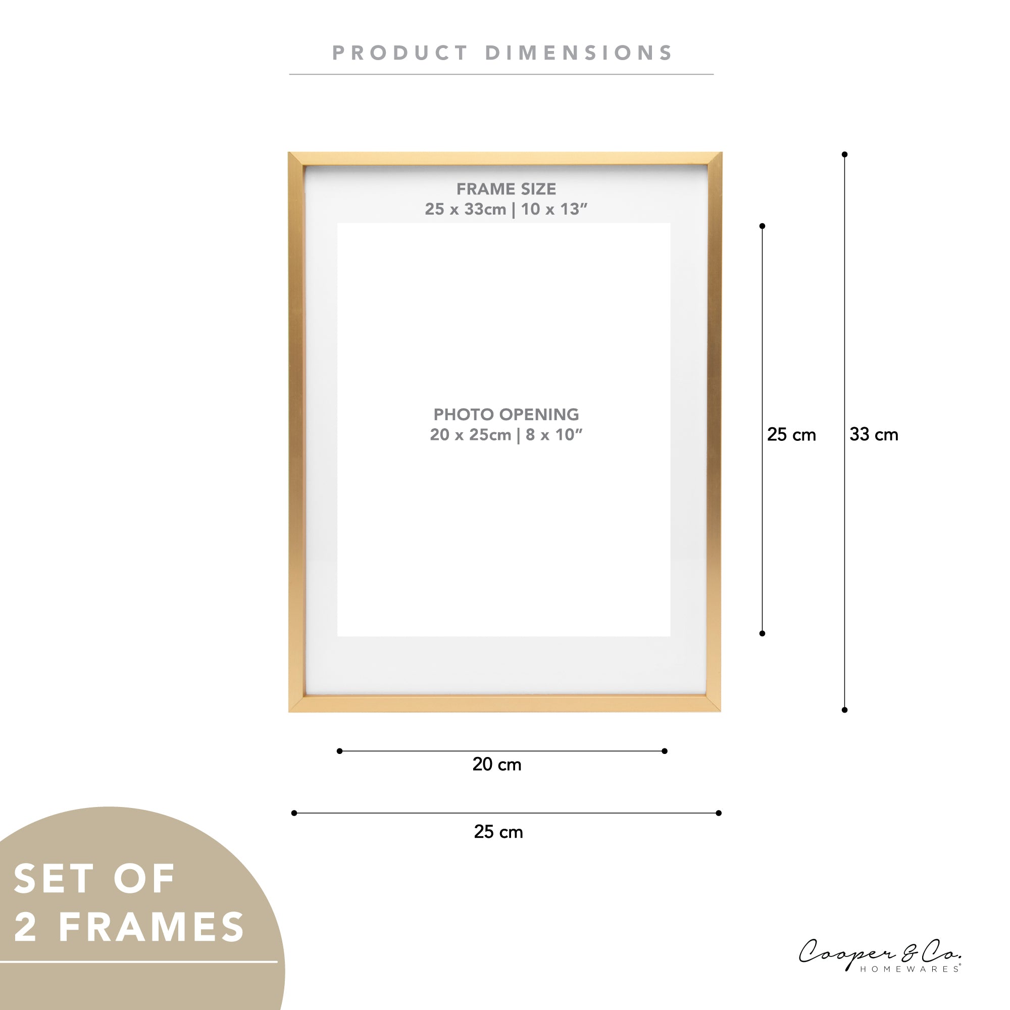 Set Of 2 25x33cm Mat to 20x25cm Premium Metal Photo Frames