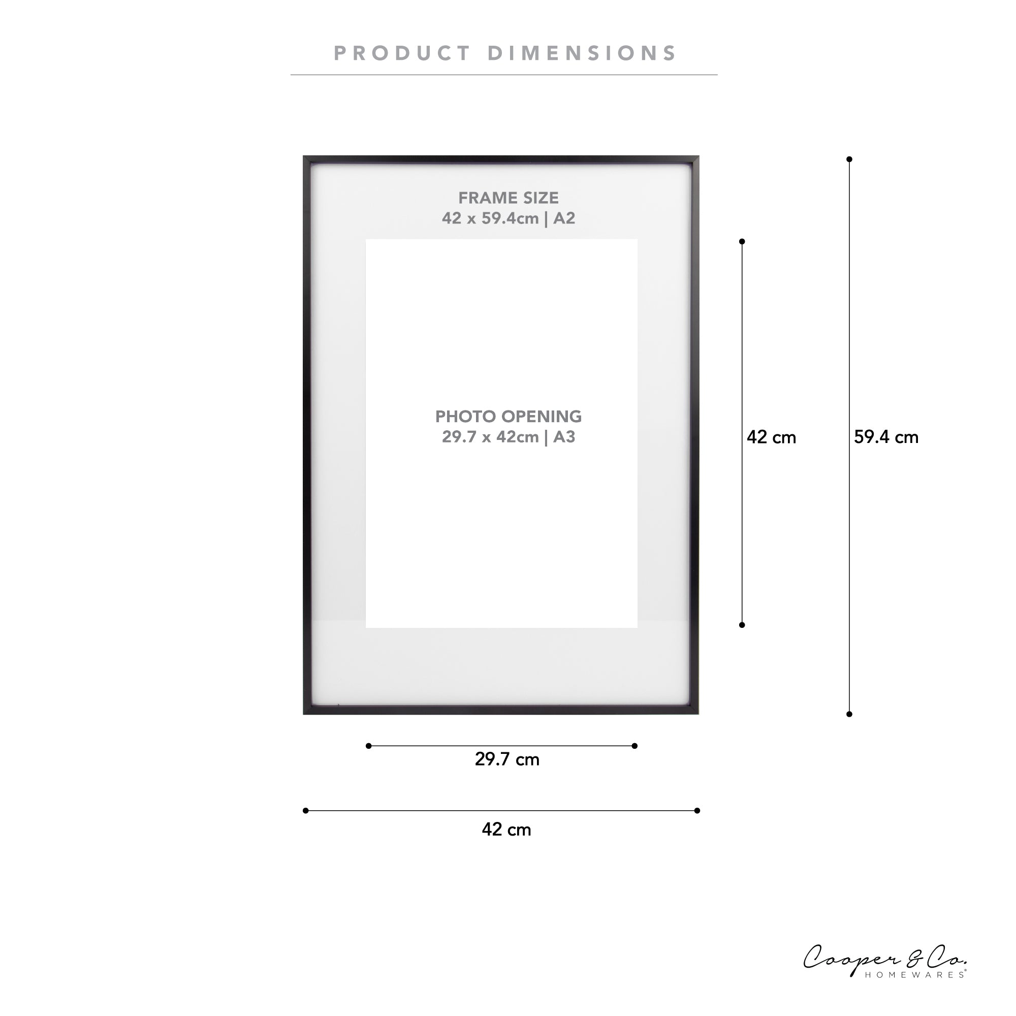 A2 Mat to A3 Premium Metal Photo Frame