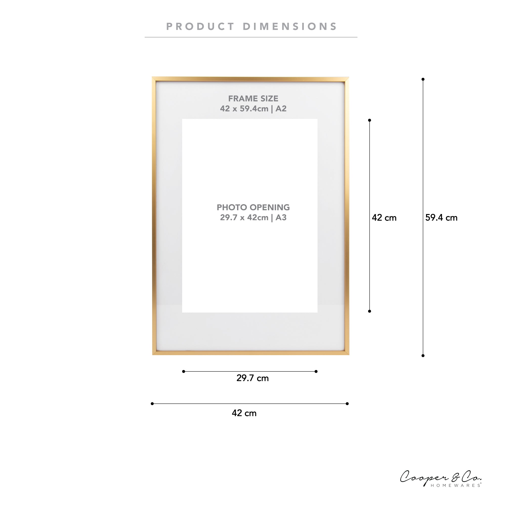 A2 Mat to A3 Premium Metal Photo Frame