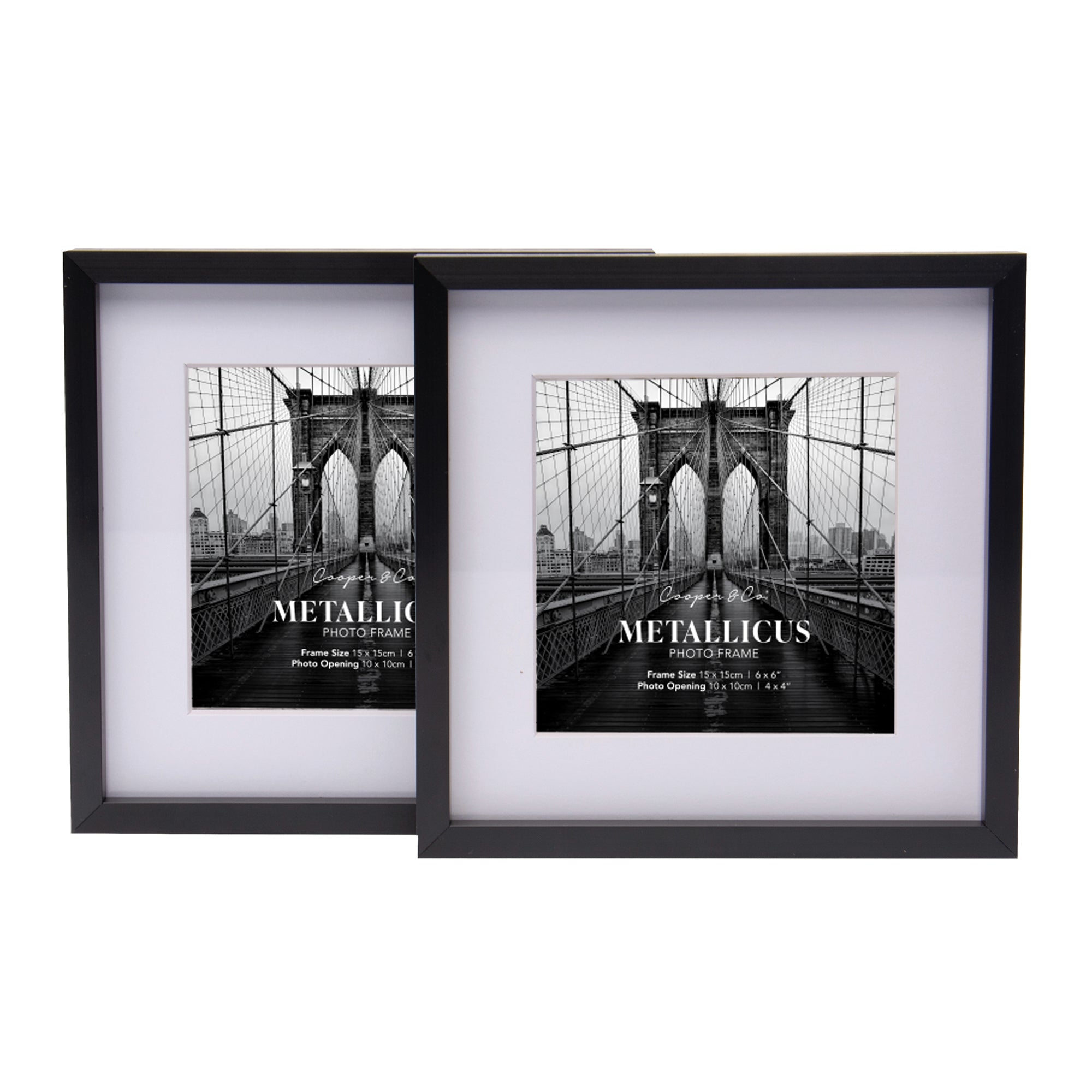 Set Of 2 15x15cm Mat to 10x10cm Premium Metal Photo Frames