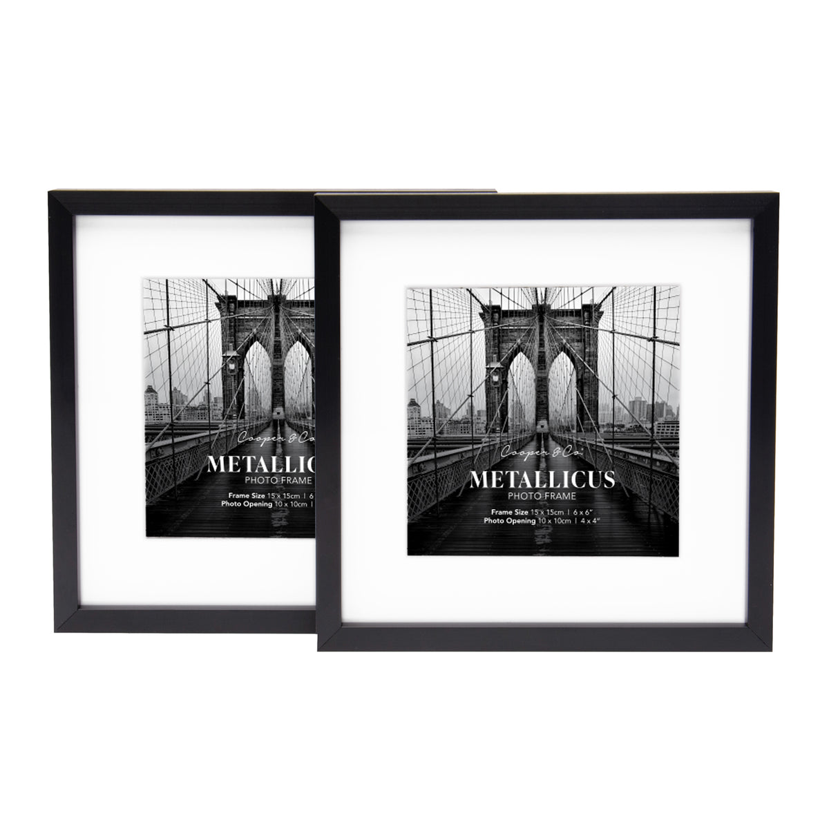 Matl Frame Set Of 2 15x15cm Mat to 10x10cm Premium Metal Photo Frames