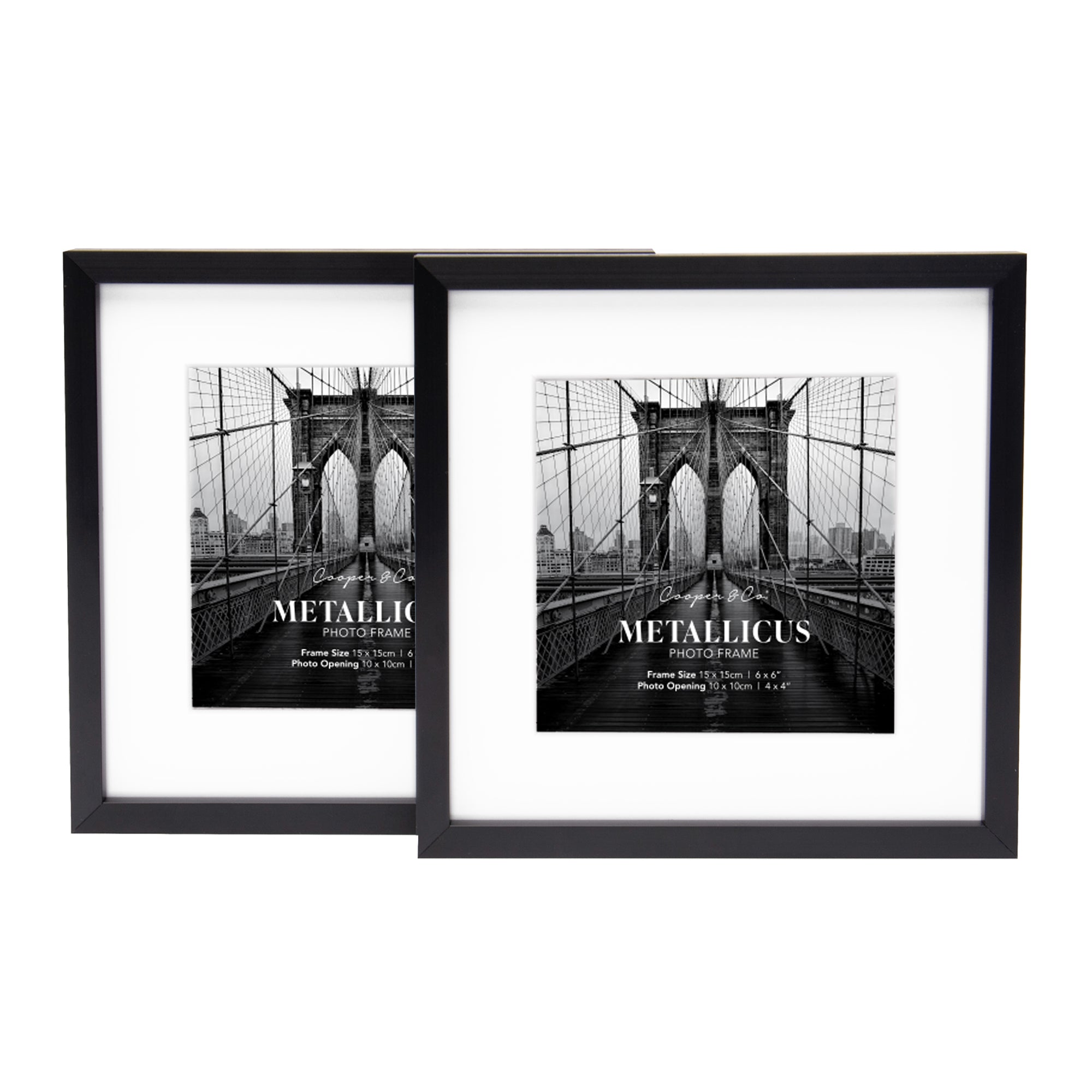 Set Of 2 15x15cm Mat to 10x10cm Premium Metal Photo Frames