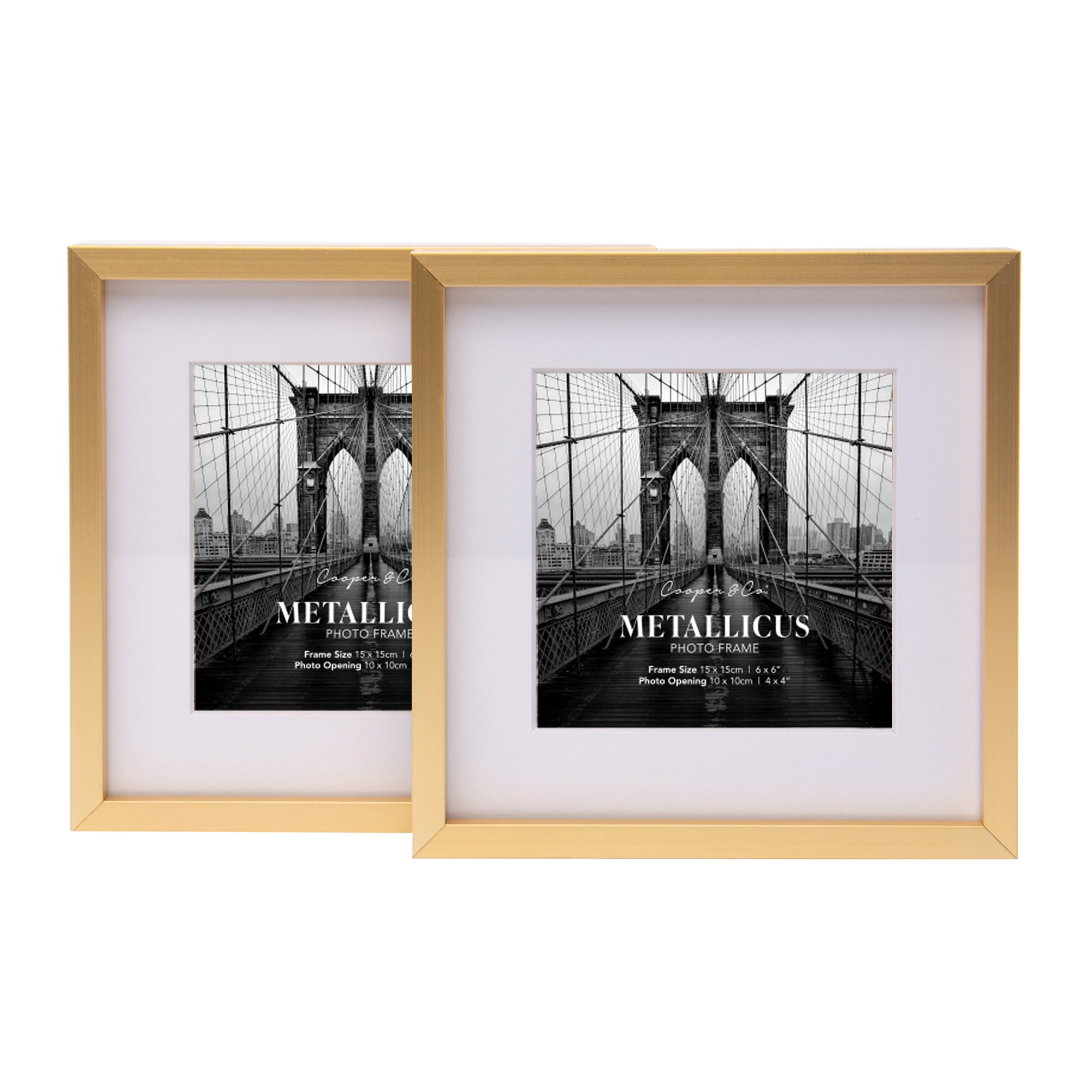 Set Of 2 15x15cm Mat to 10x10cm Premium Metal Photo Frames