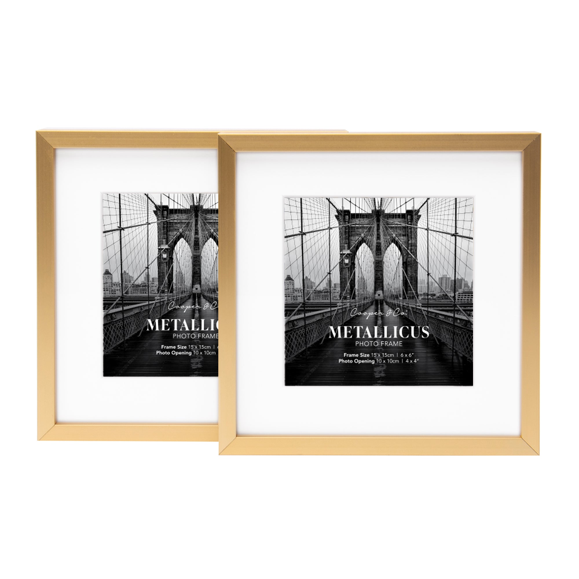 Set Of 2 15x15cm Mat to 10x10cm Premium Metal Photo Frames