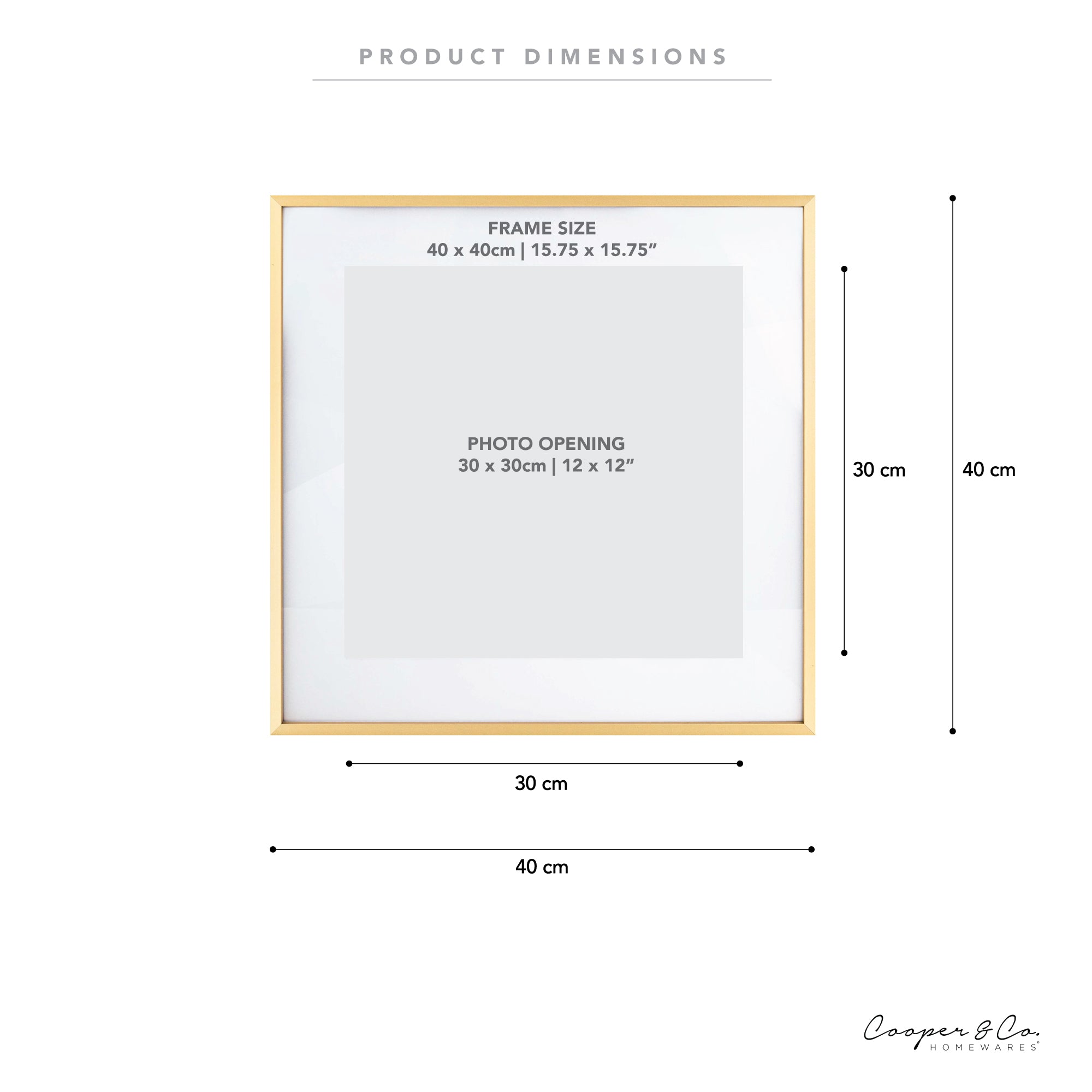 40x40cm Mat to 30x30cm Premium Metal Photo Frame