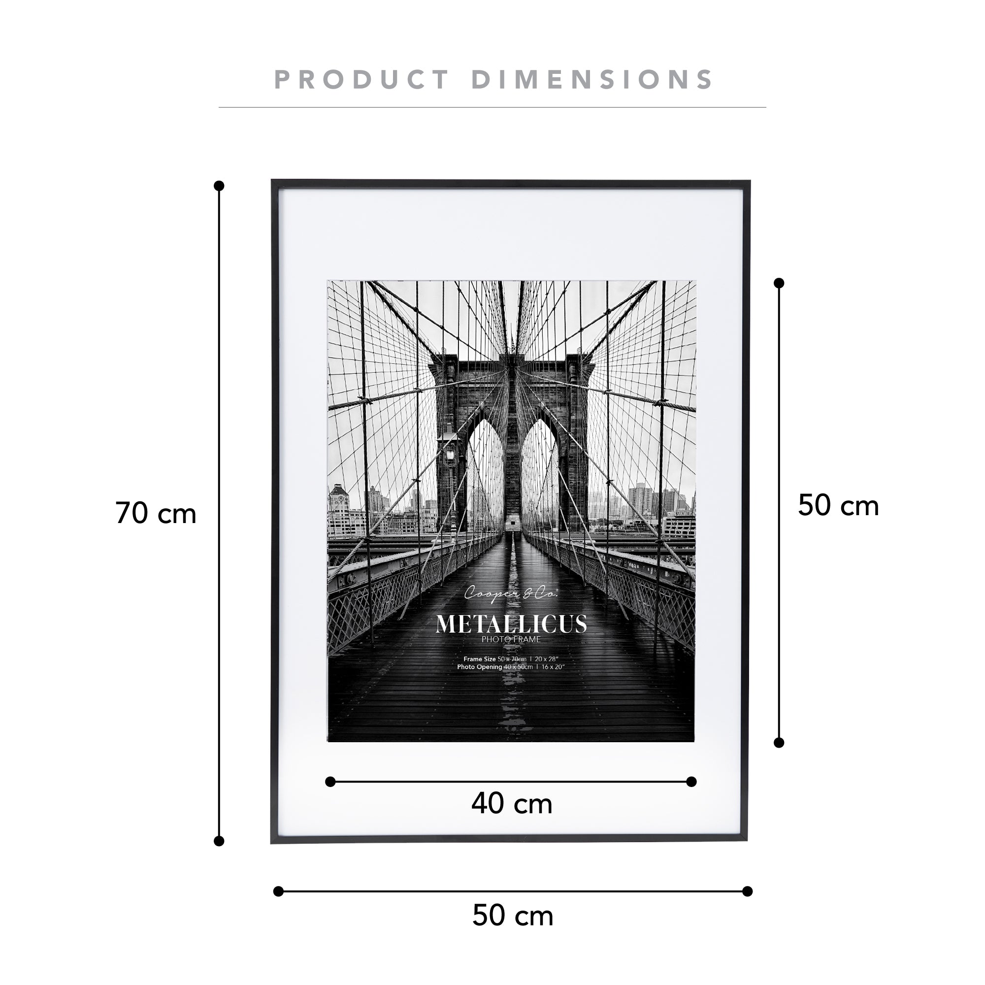 50x70cm Mat to 40x50cm Premium Metal Photo Frame