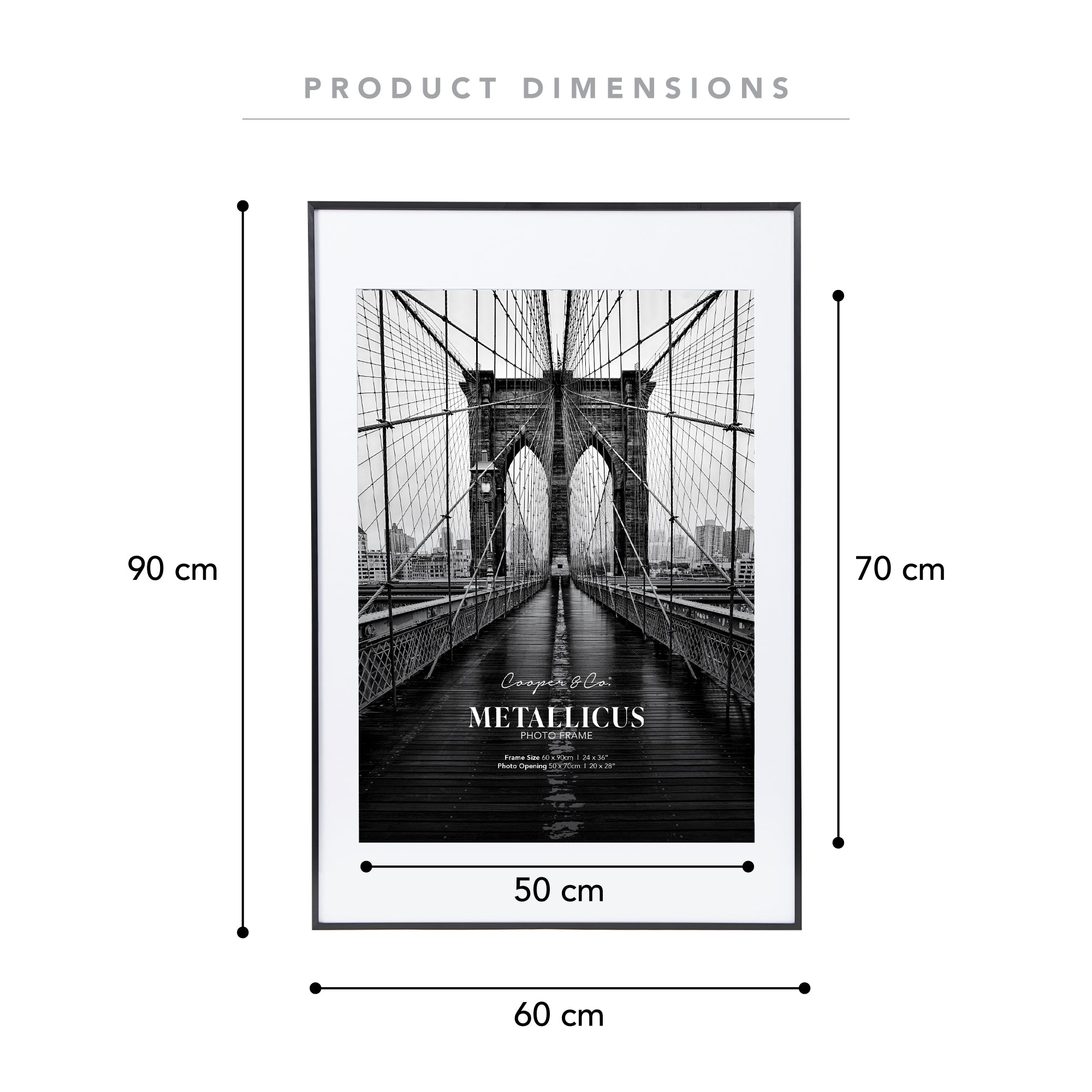 60x90cm Mat to 50x70cm Premium Metal Photo Frame