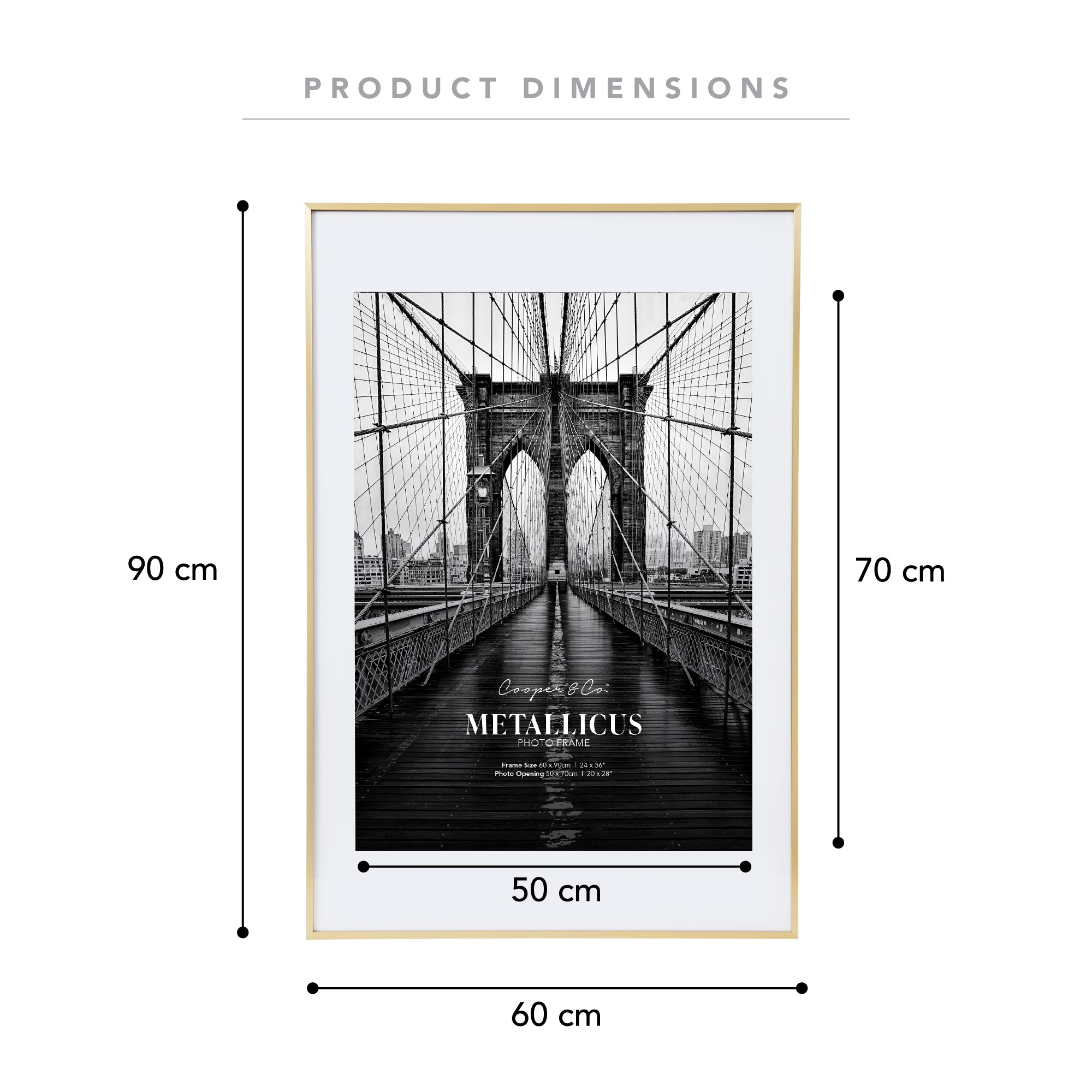 60x90cm Mat to 50x70cm Premium Metal Photo Frame