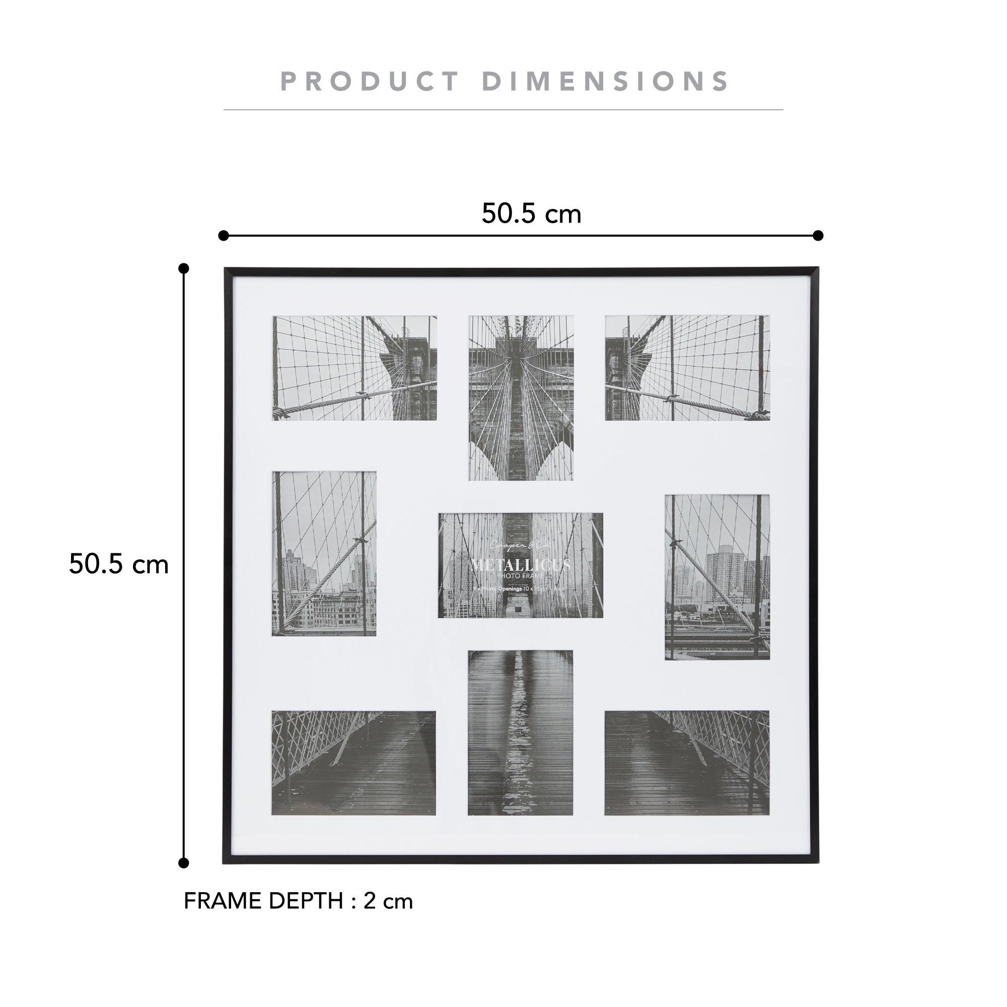 Metal 9 Slot Collage Photo Frame 10x15cm