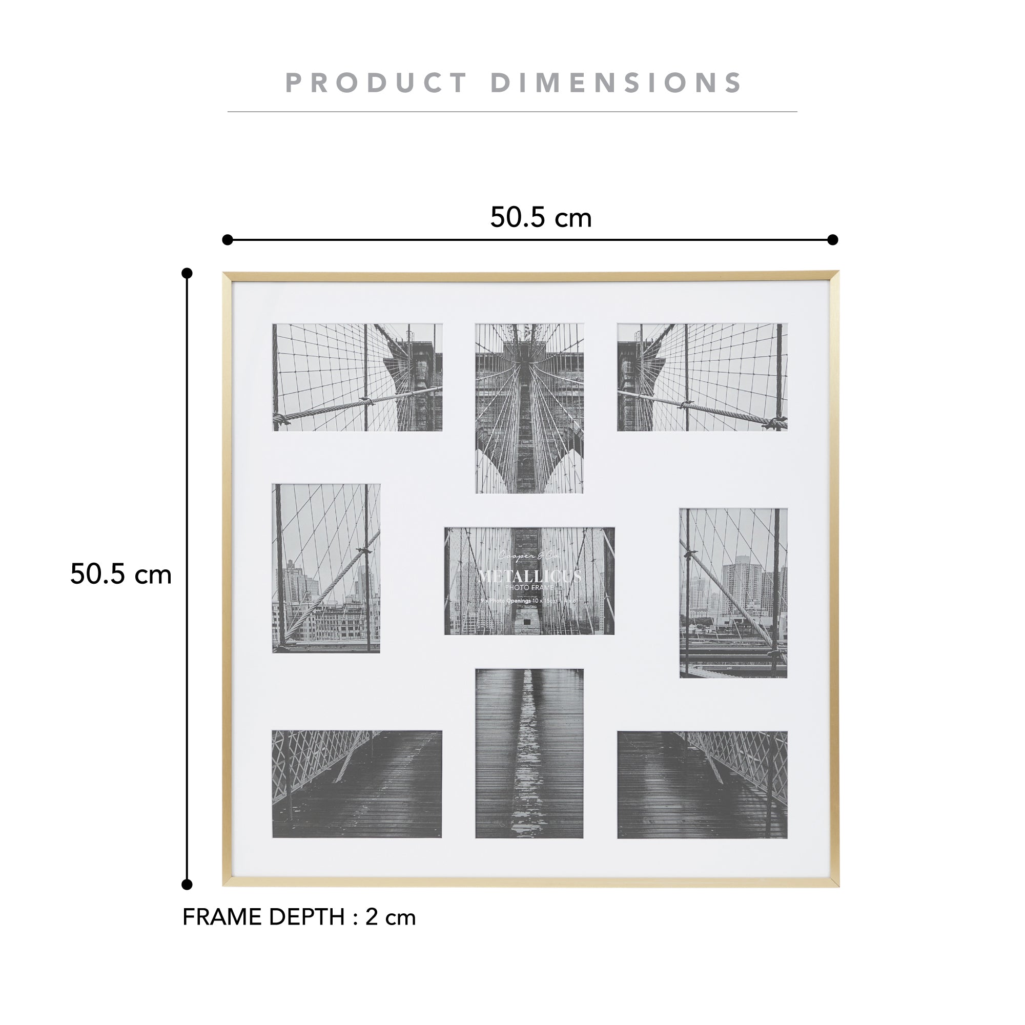 Metal 9 Slot Collage Photo Frame 10x15cm