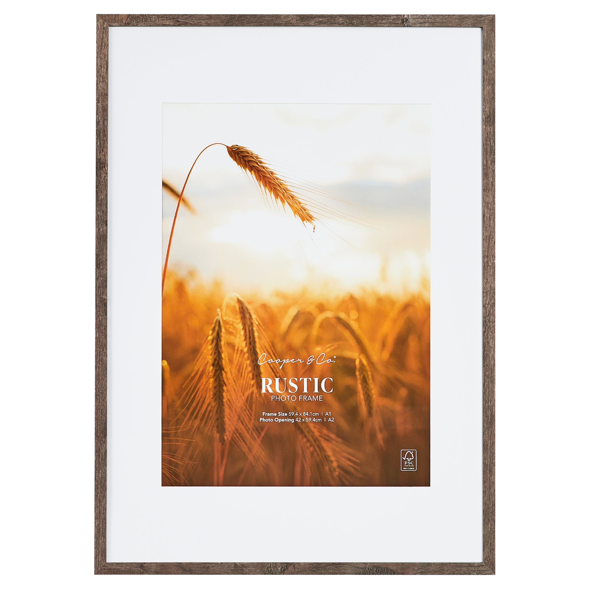 59.4x84.1cm Mat to 42x59.4cm Premium Rustic Wooden Photo Frame