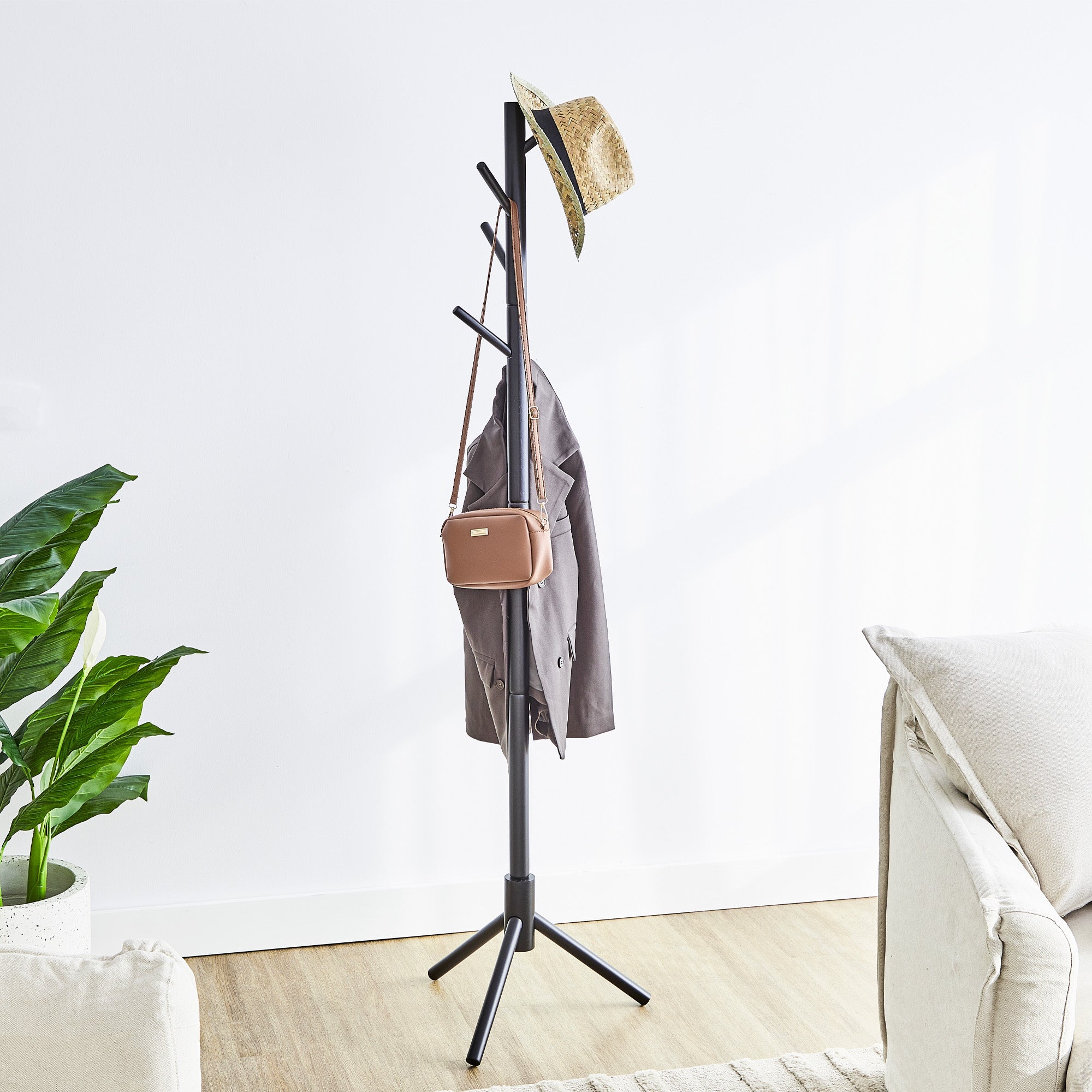 Arthur 172Cm Wooden Coat Rack Black Home Decor