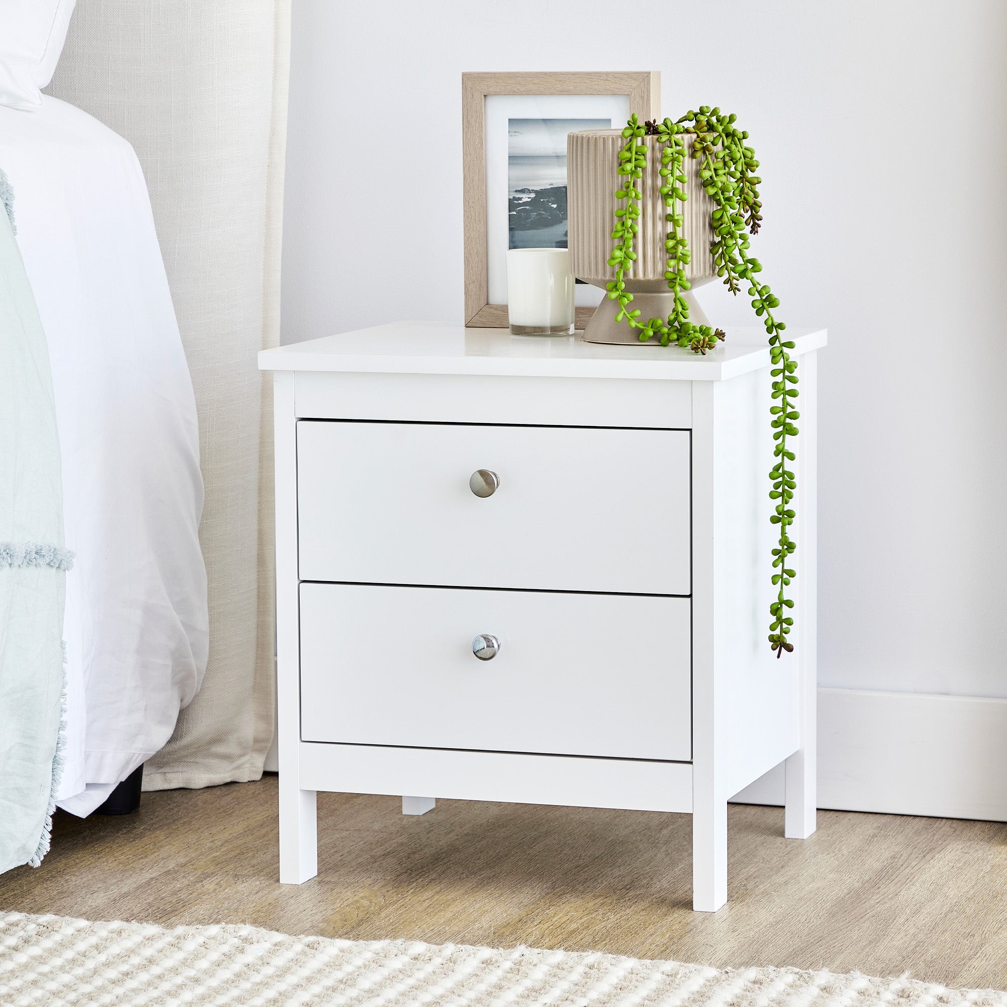 Gemini 35Cm Bedside Table White Tables