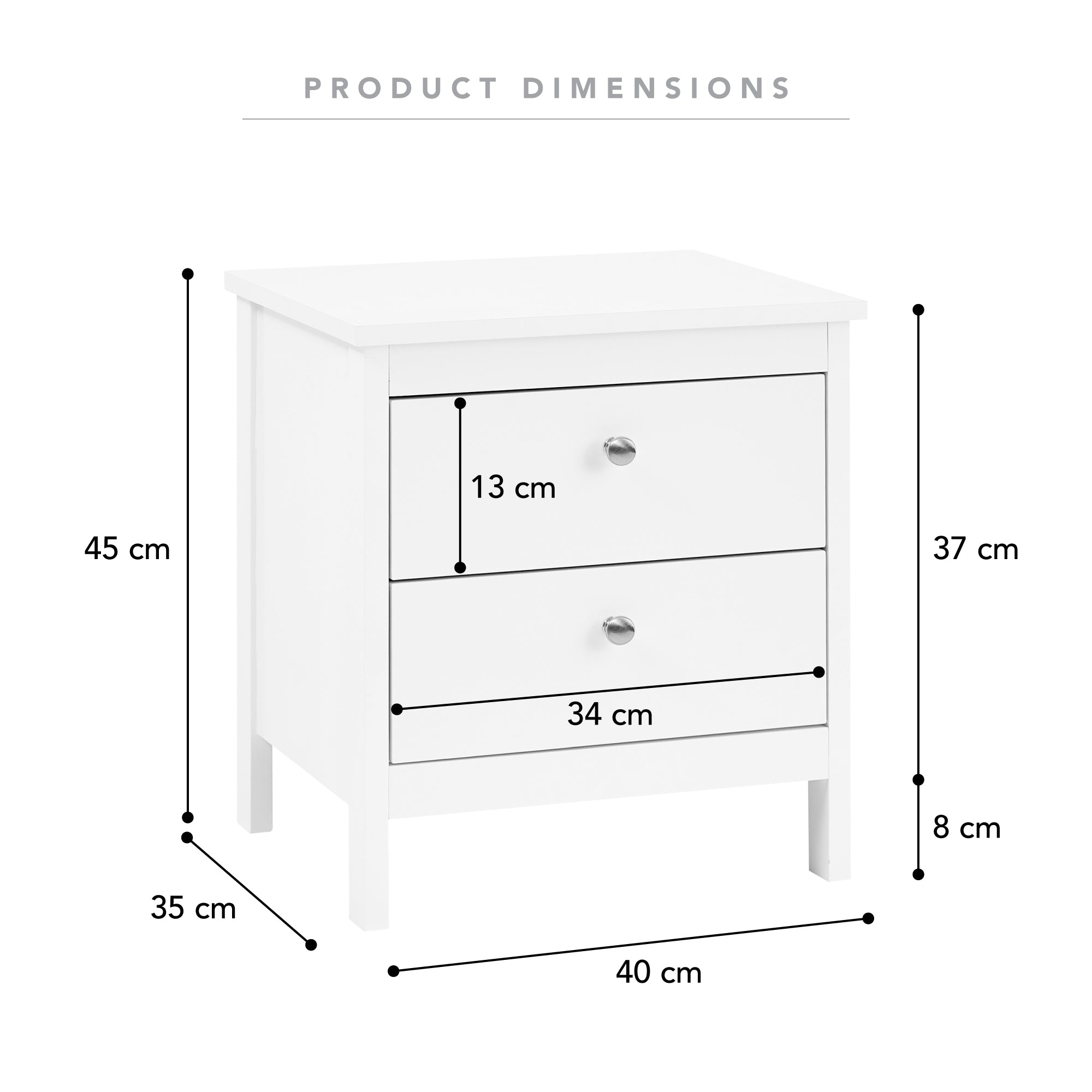 Gemini 35Cm Bedside Table White Tables