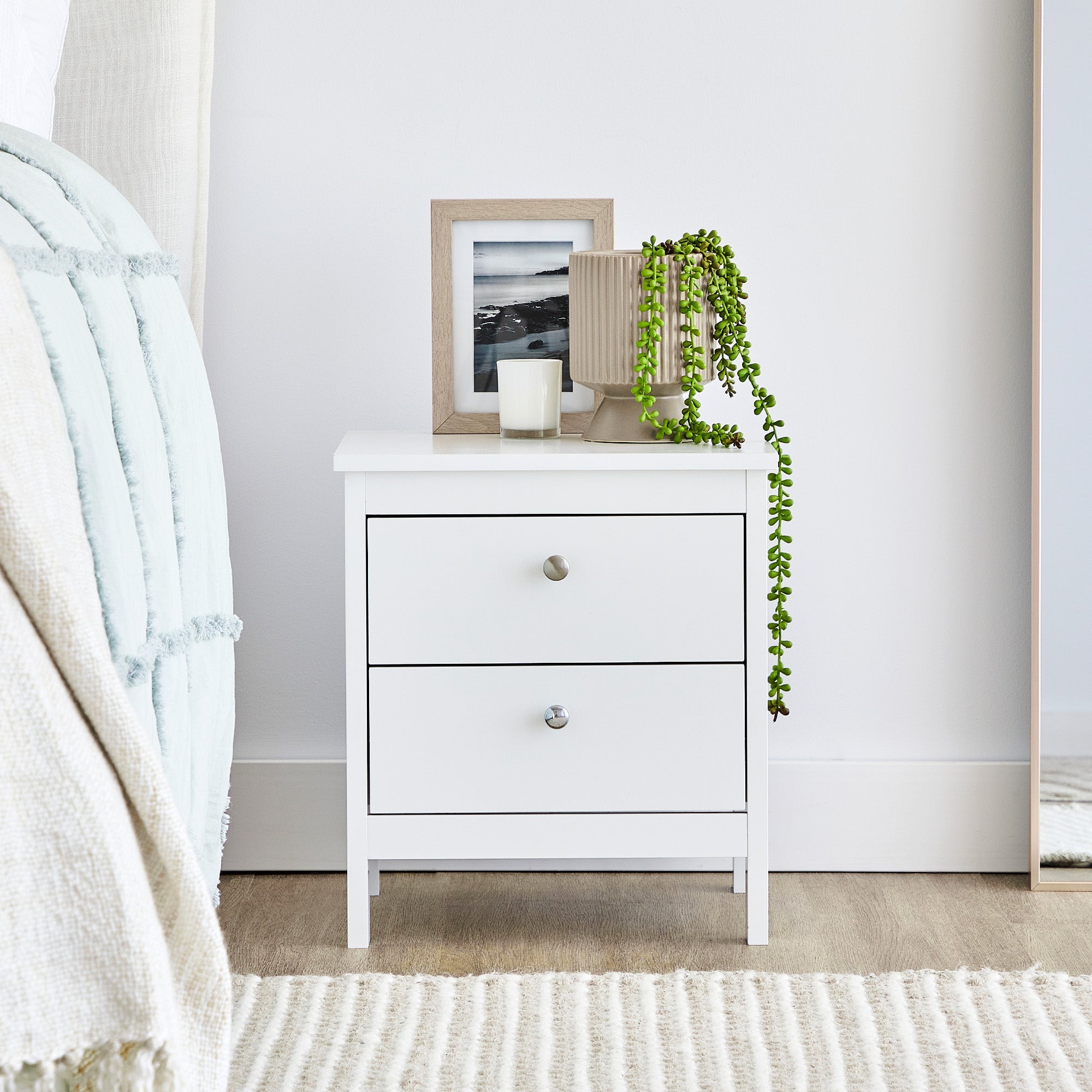 Gemini 35Cm Bedside Table White Tables