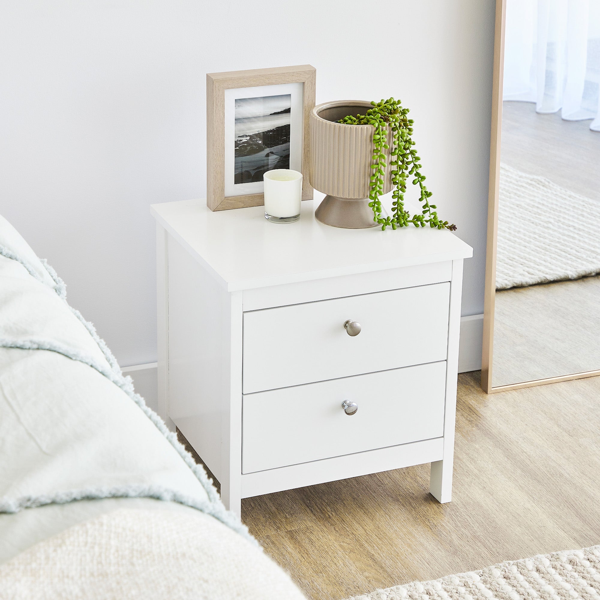 Gemini 35Cm Bedside Table White Tables