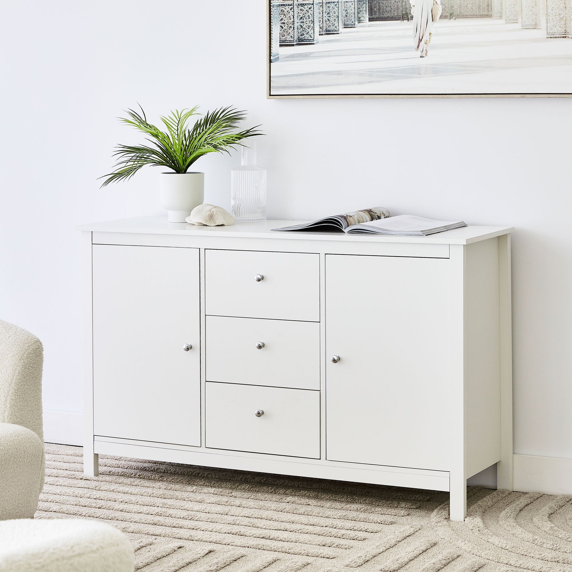 Gemini 128Cm Sideboard White Buffet/Sideboards