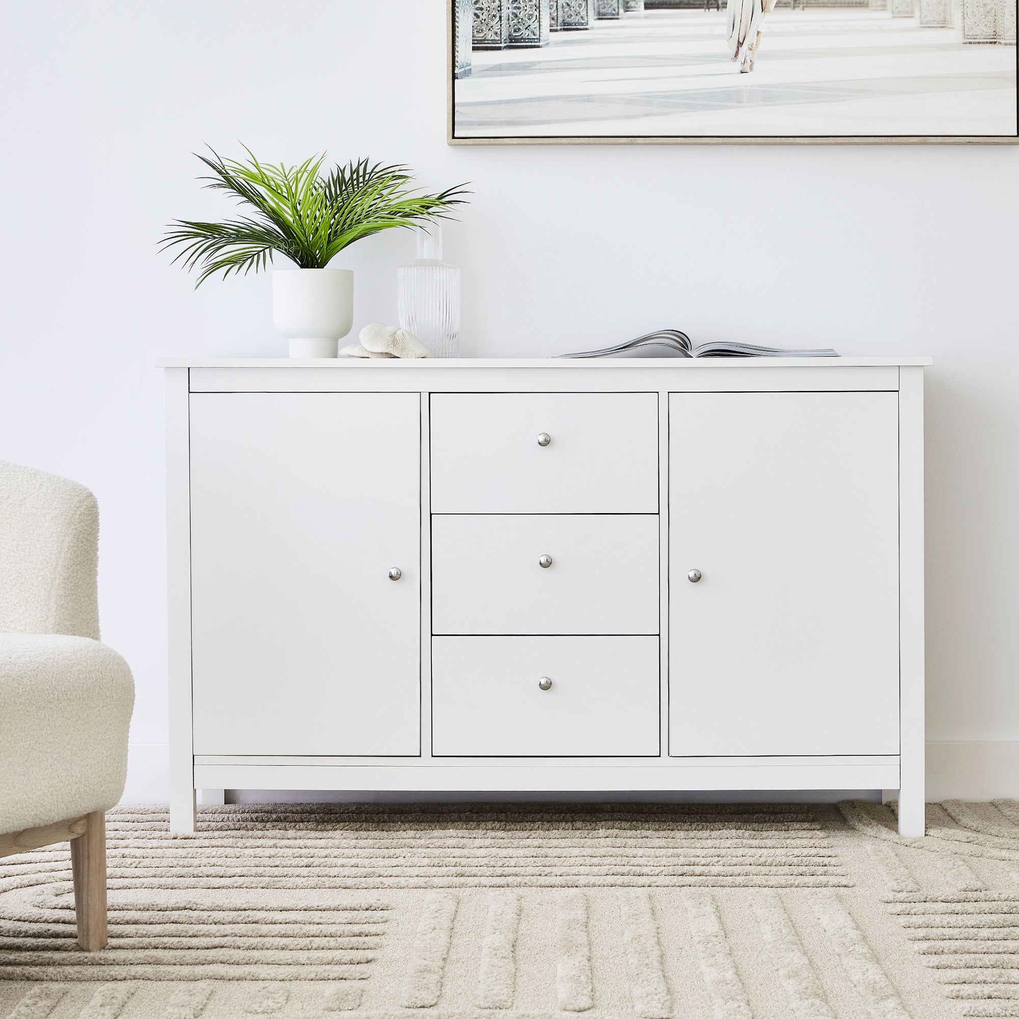 Gemini 128Cm Sideboard White Buffet/Sideboards